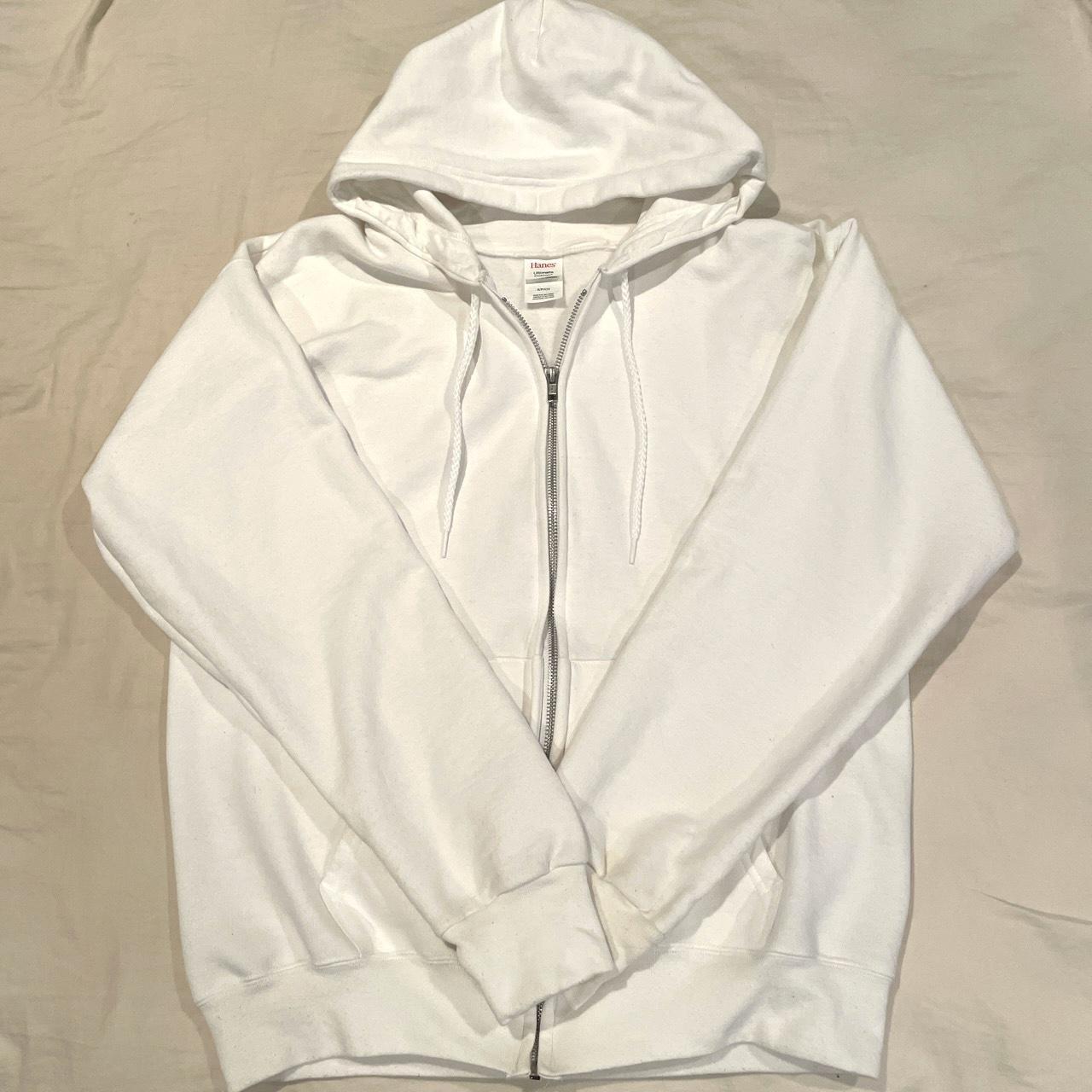 hanes white zip up hoodie men s size small oversized