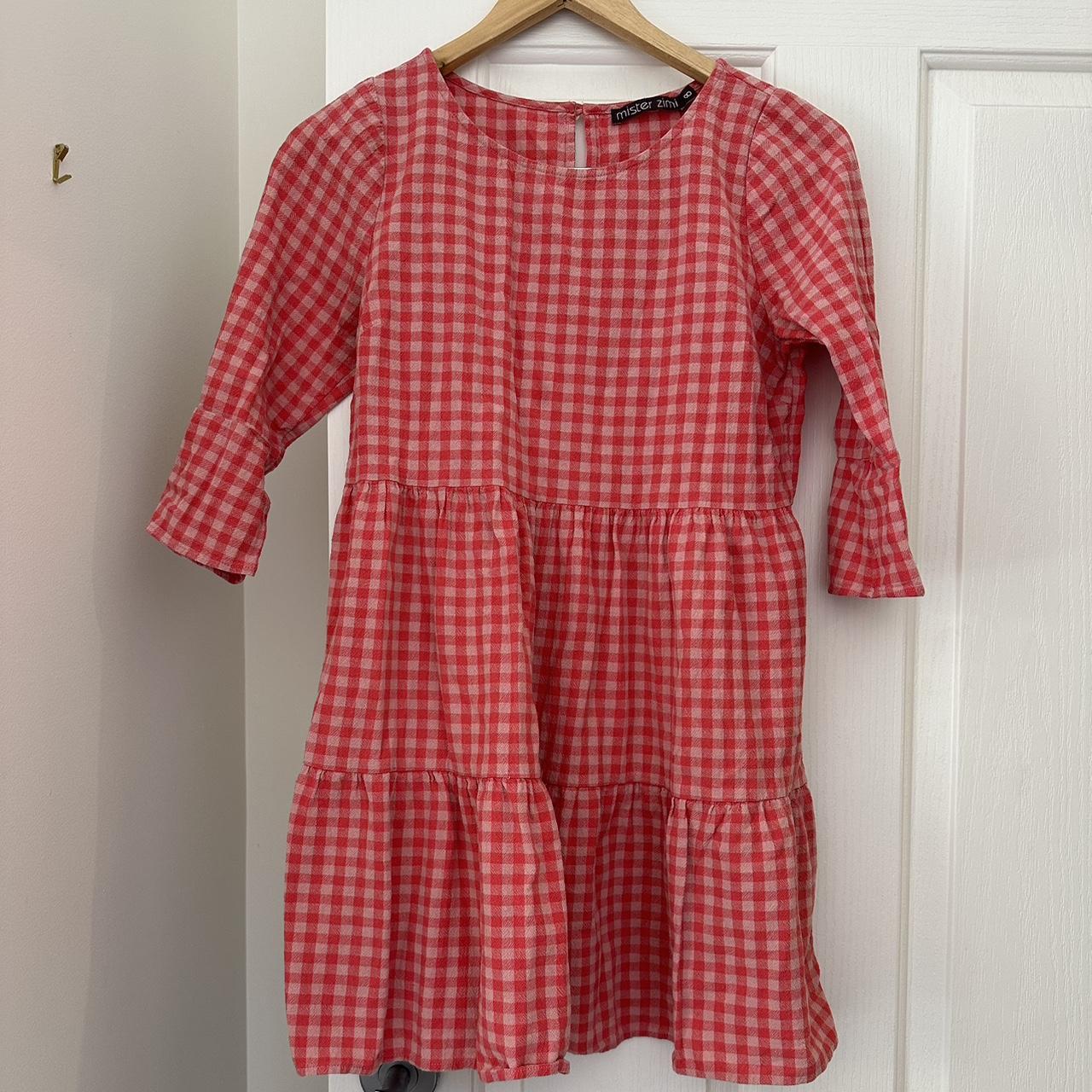 Mr Zimi gingham cotton mink dress. Worn a few times... - Depop