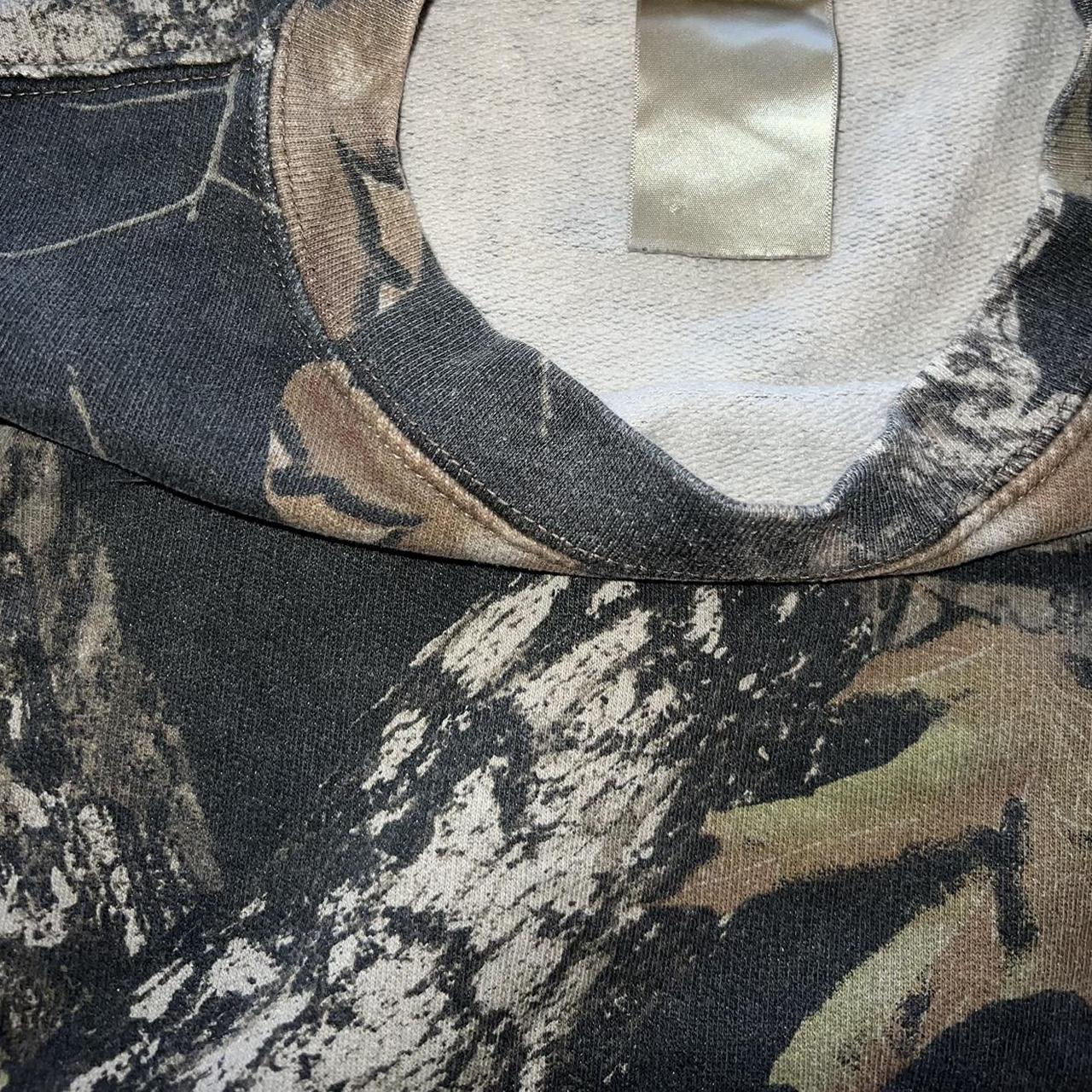 VINTAGE MOSSY OAK CAMO SWEATSHIRT front of tag is... - Depop