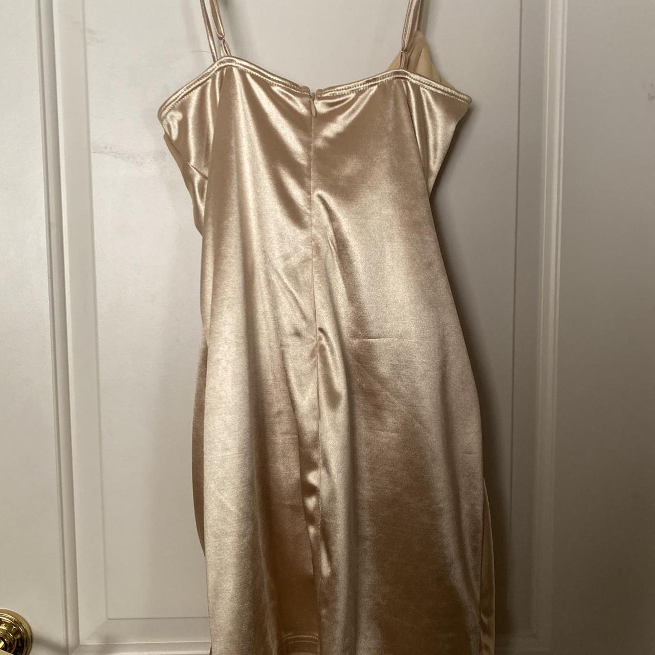 gold / champagne lucy in the sky mini dress size:... - Depop