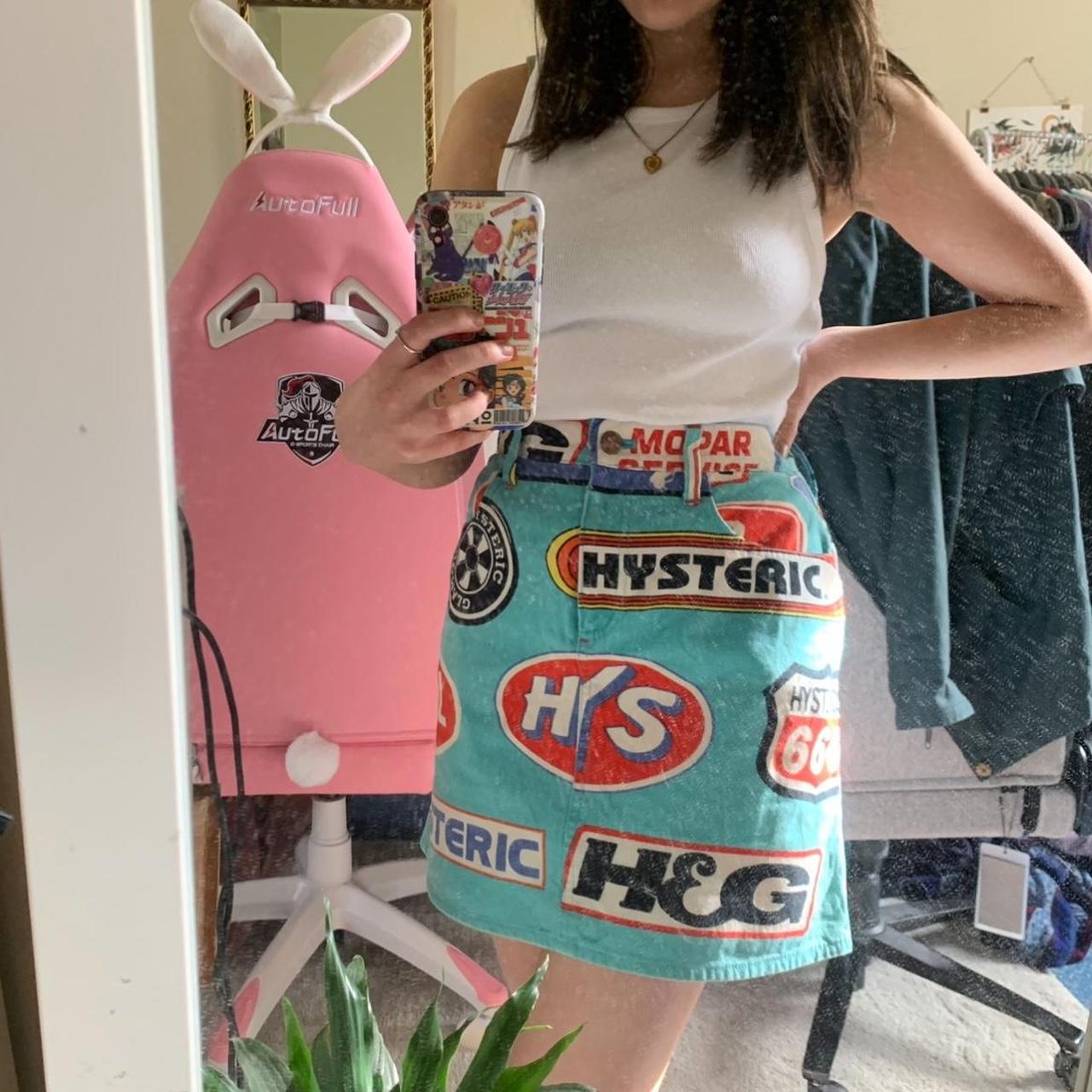 REPOP: HYSTERIC GLAMOUR Turquoise Light Blue Slogan | Depop