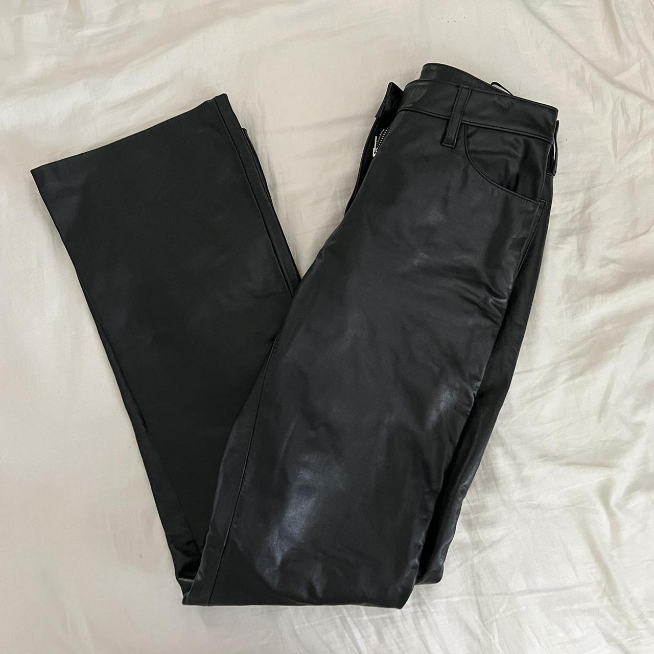 Vintage Genuine Leather Black Straight Leg Mid Rise Pants - Medium