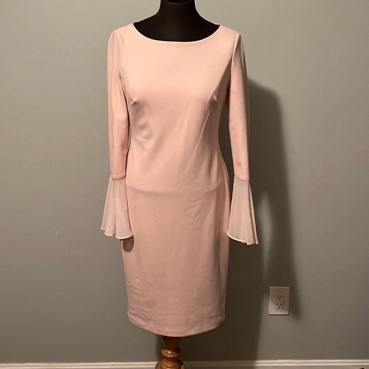 Calvin Klein Women s Pink Lined Bell Sleeve Chiffon. Depop