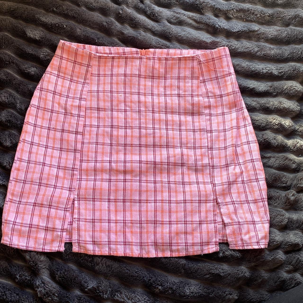 Small shien plaid pink skirt brand new without tags... - Depop