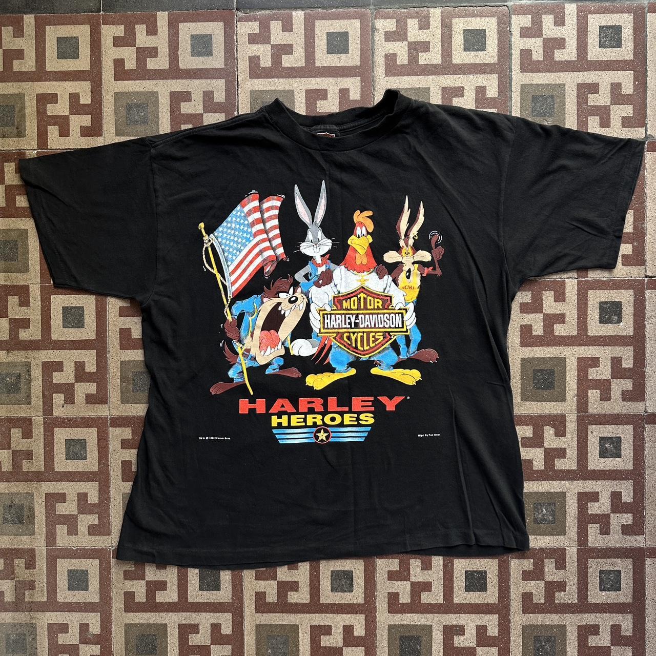 Warner Bros. Harley Davidson vintage t-shirt Looney... - Depop