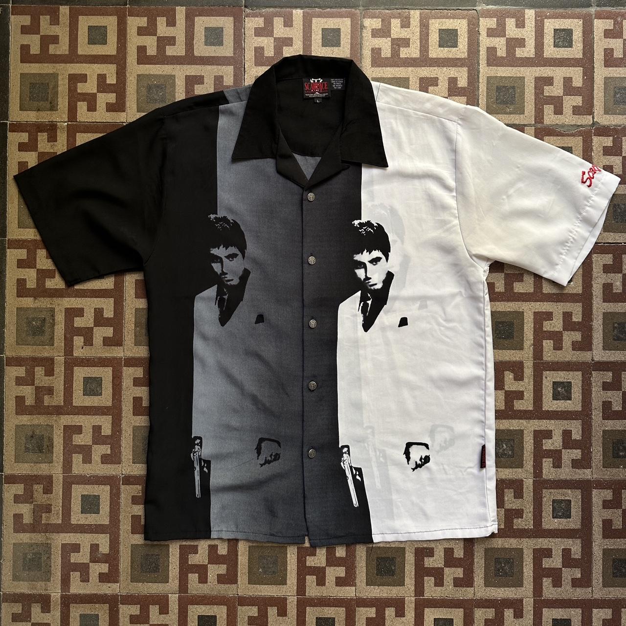 Scarface vintage button up shirt Dragonfly clothing... - Depop