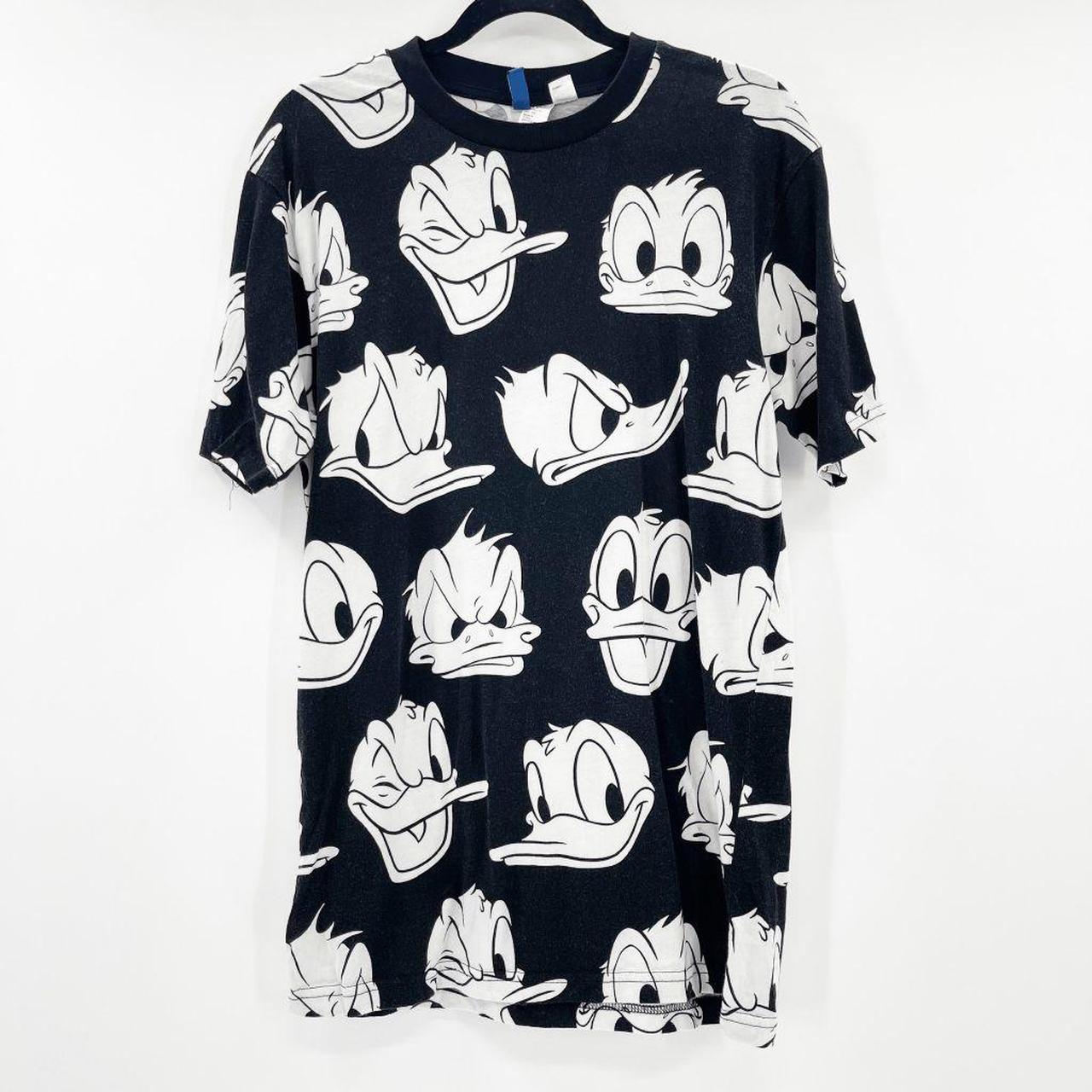 H M Disney Unisex Black Donald Duck Crew Neck Short Depop