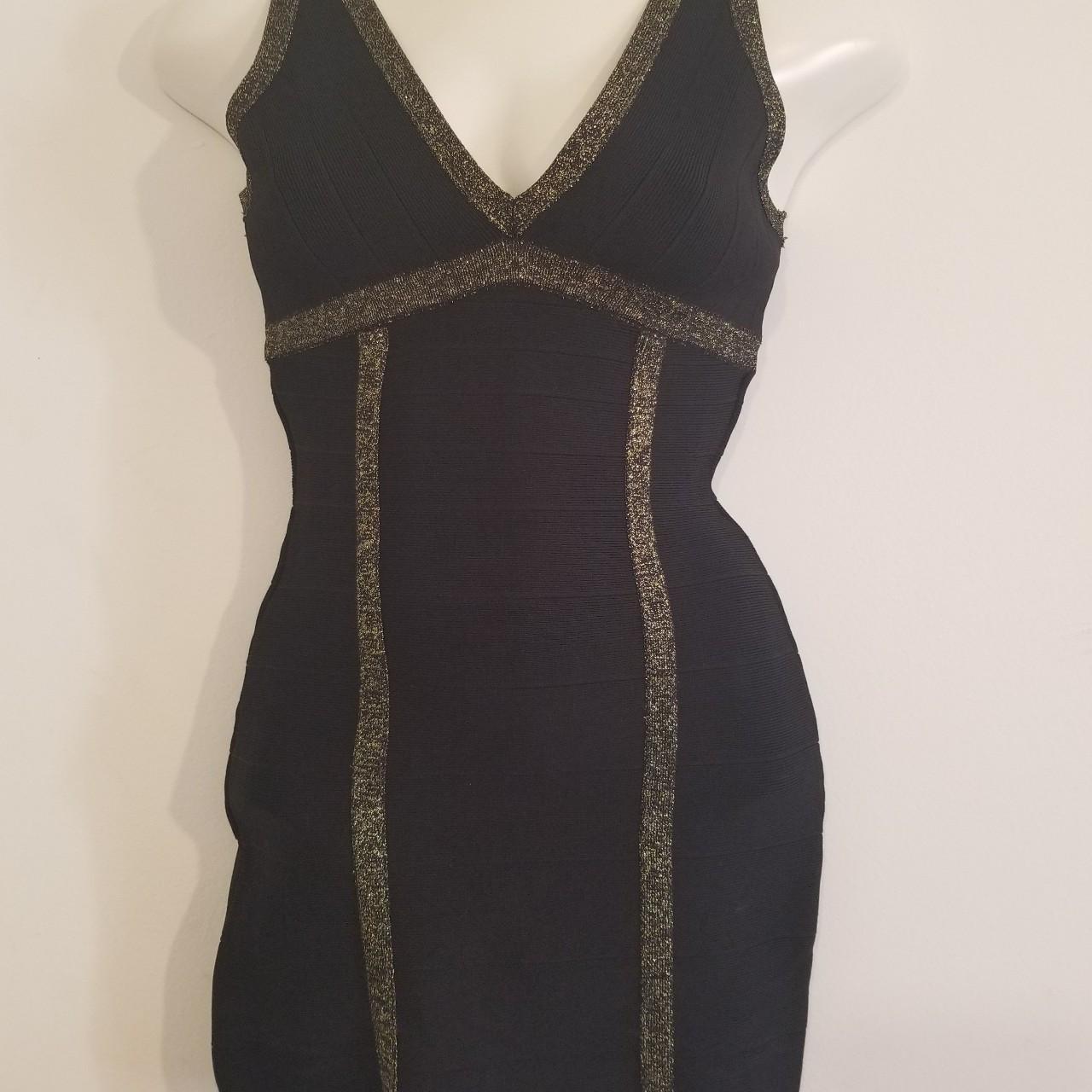 Black and gold bandage dress best sale