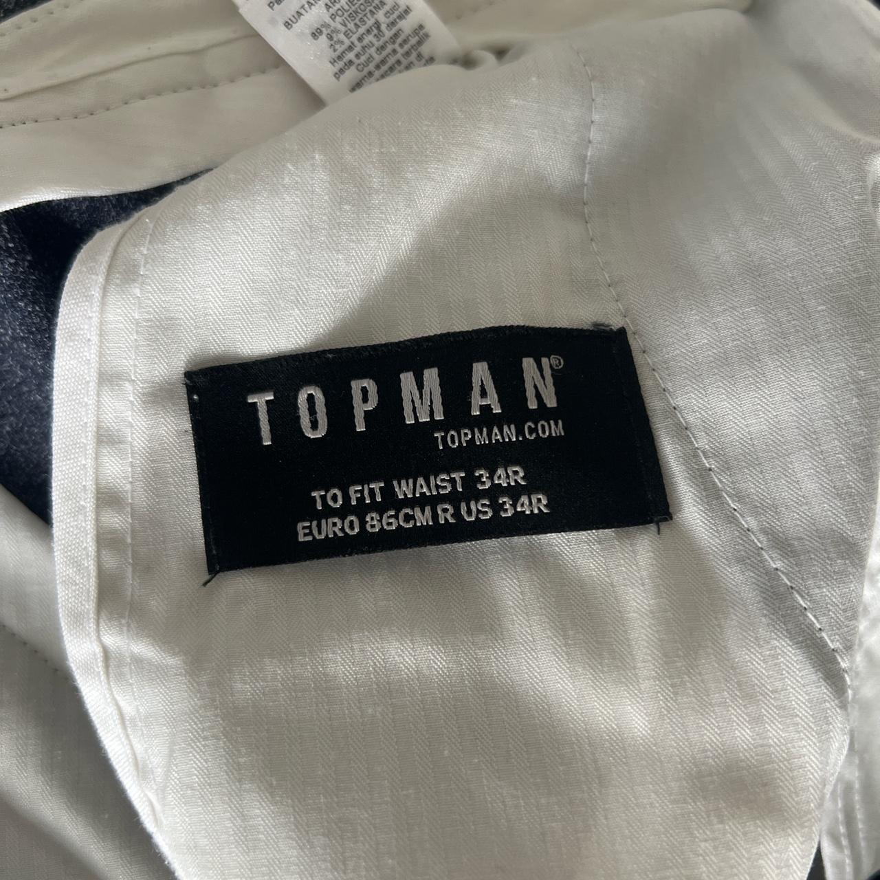 Topman Men's Navy and White Trousers | Depop