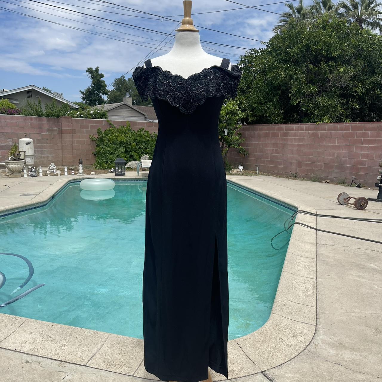 1990s 90s vintage evening dress gown off shoulder...