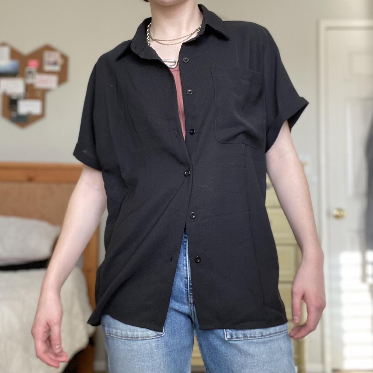 Shein semi sheer black button up shirt Styled with... Depop