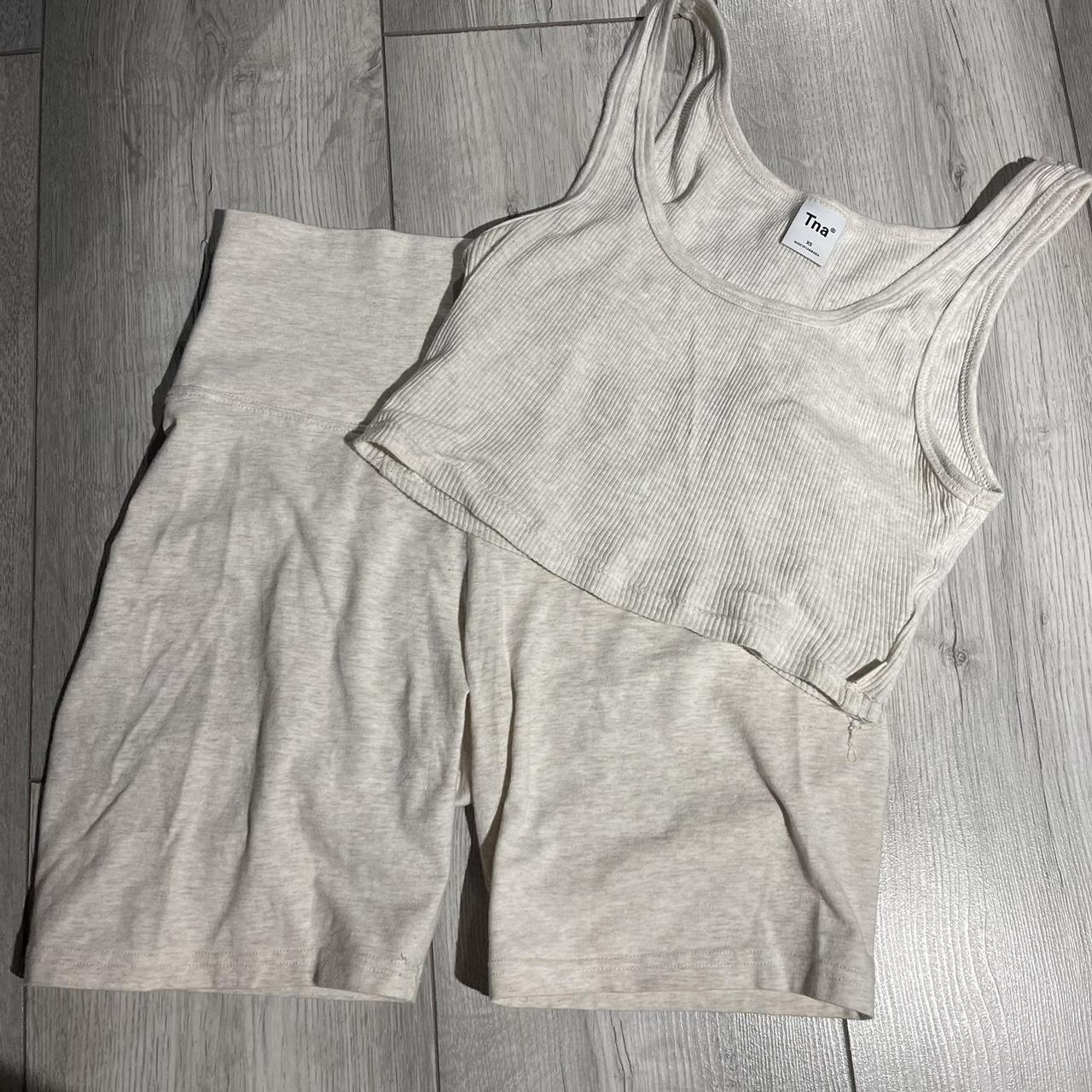 Aritzia tna heather light oatmeal tank top &... Depop