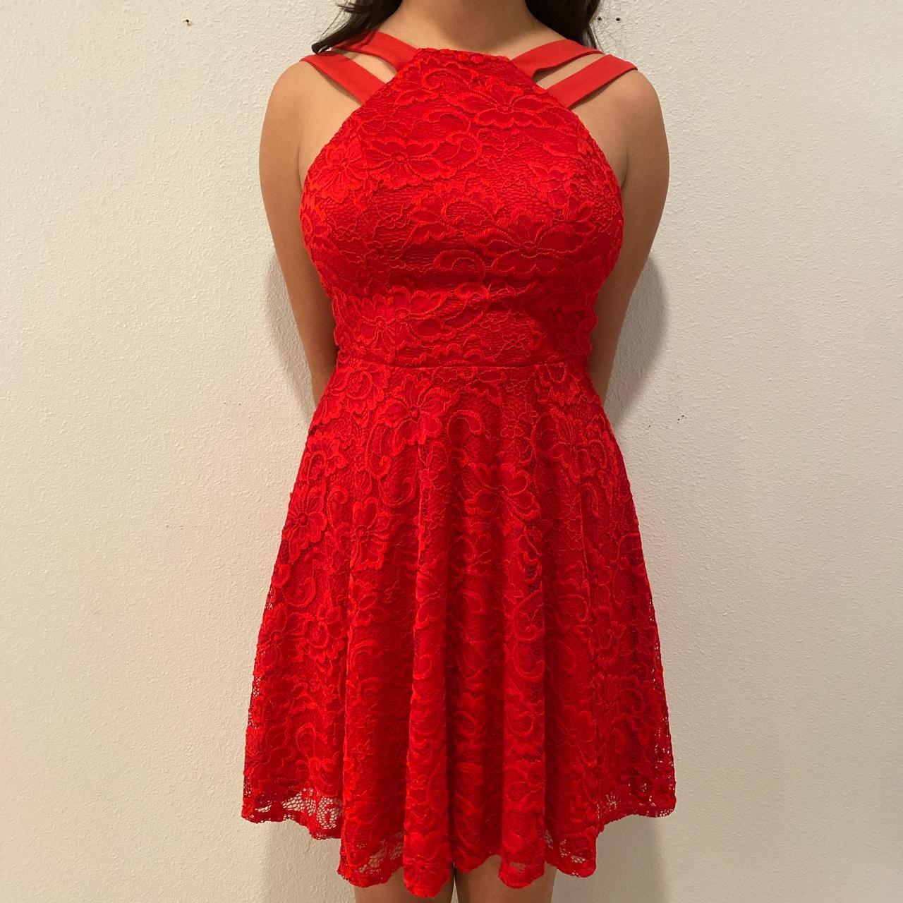 Macy's short best sale red dress