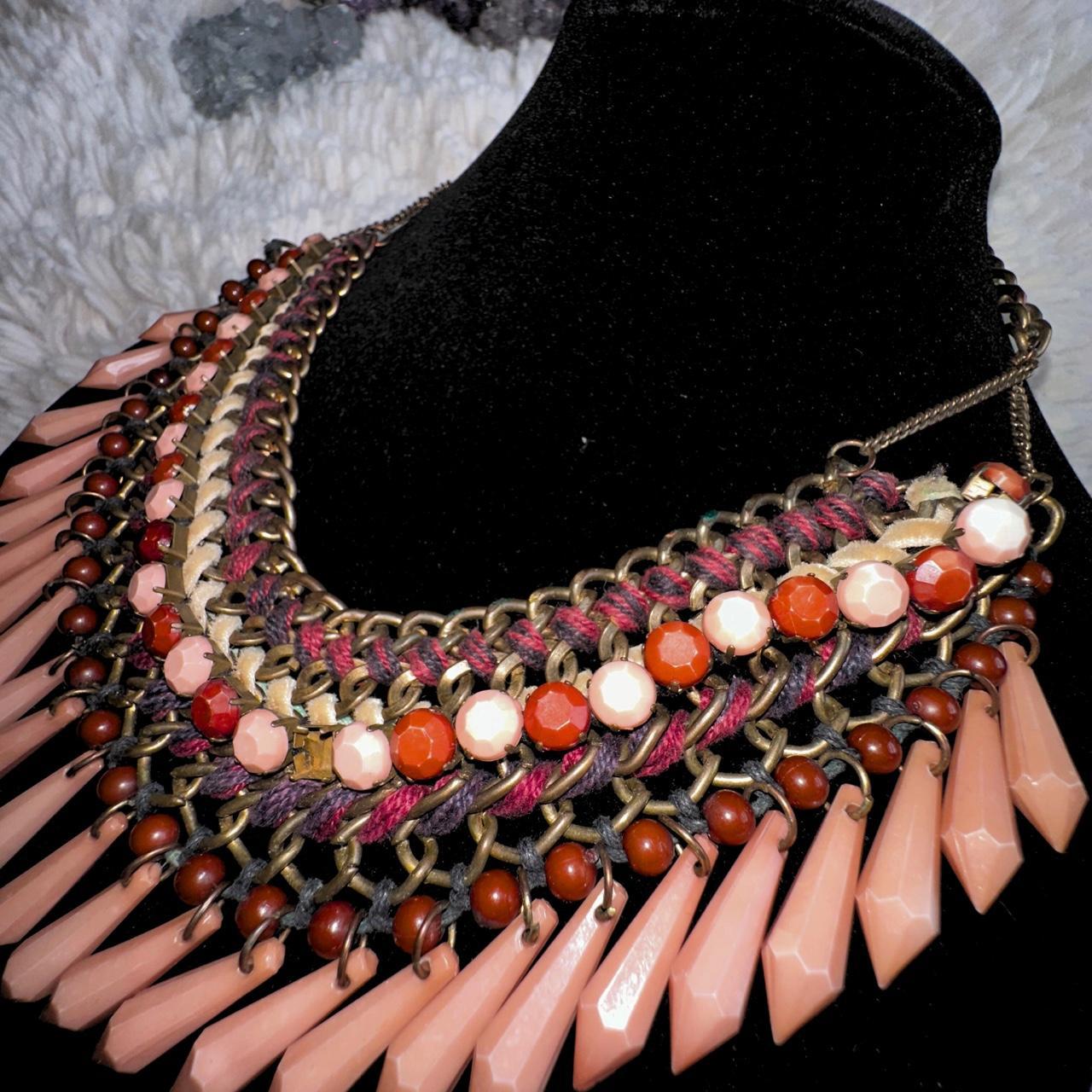 Burgundy Beaded Multi Strand Statement Necklace Cherry Beads | eBay