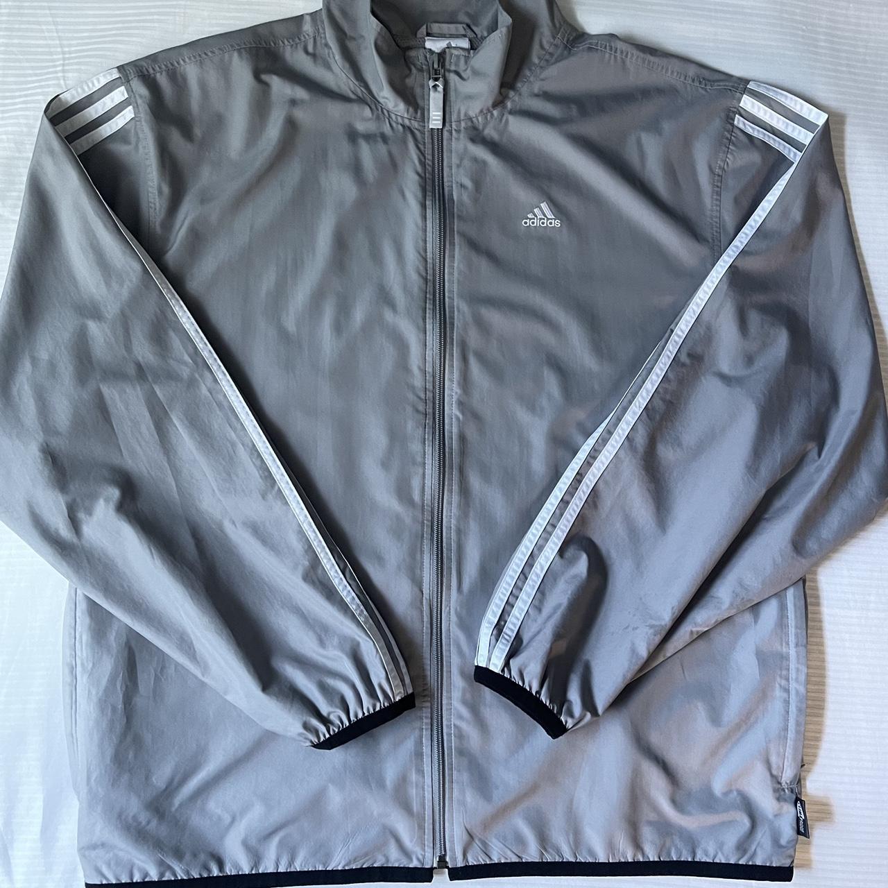 Vintage adidas metallic silver nylon jacket size... - Depop