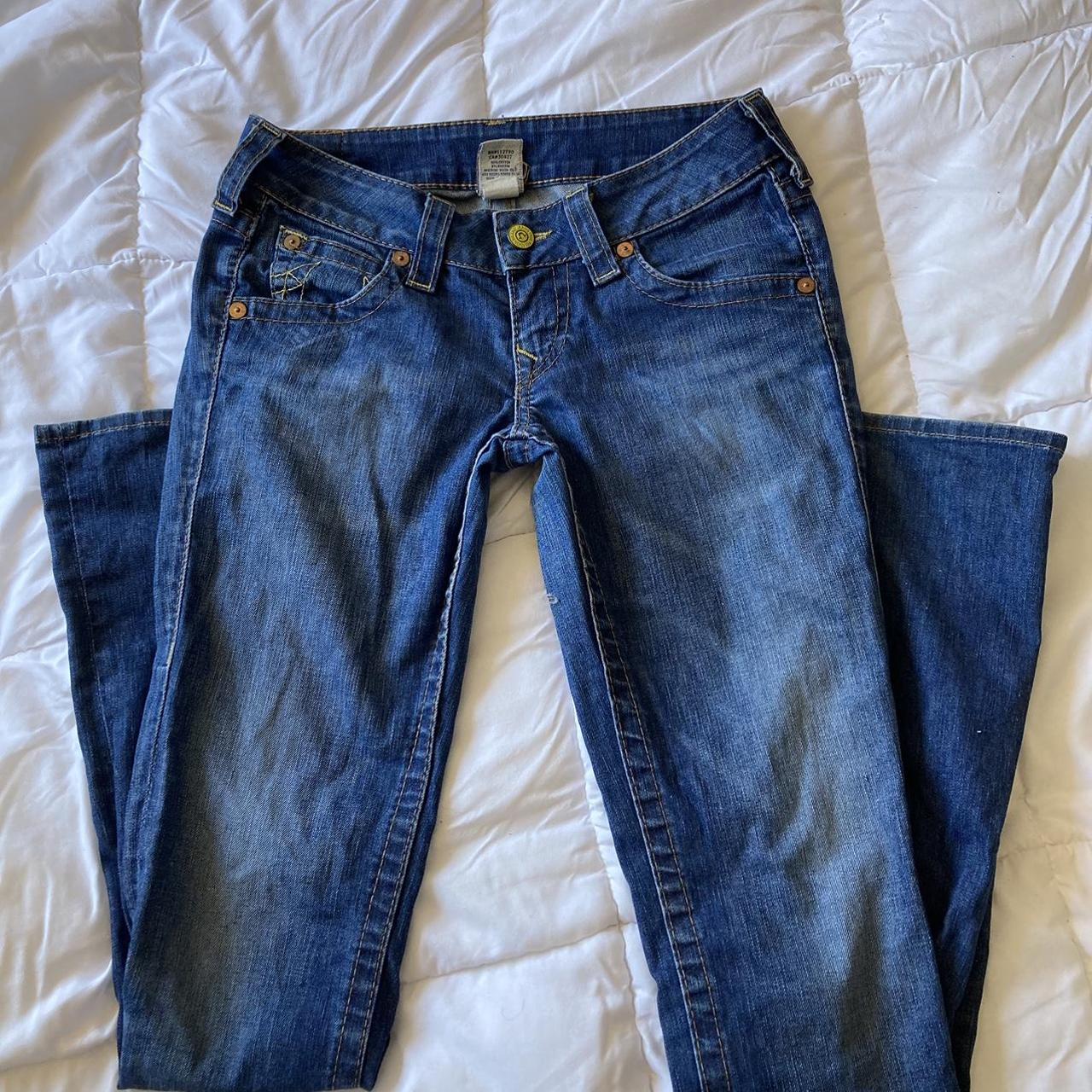 Vintage Y2K Low Rise Flare True Religion Jeans Size... - Depop