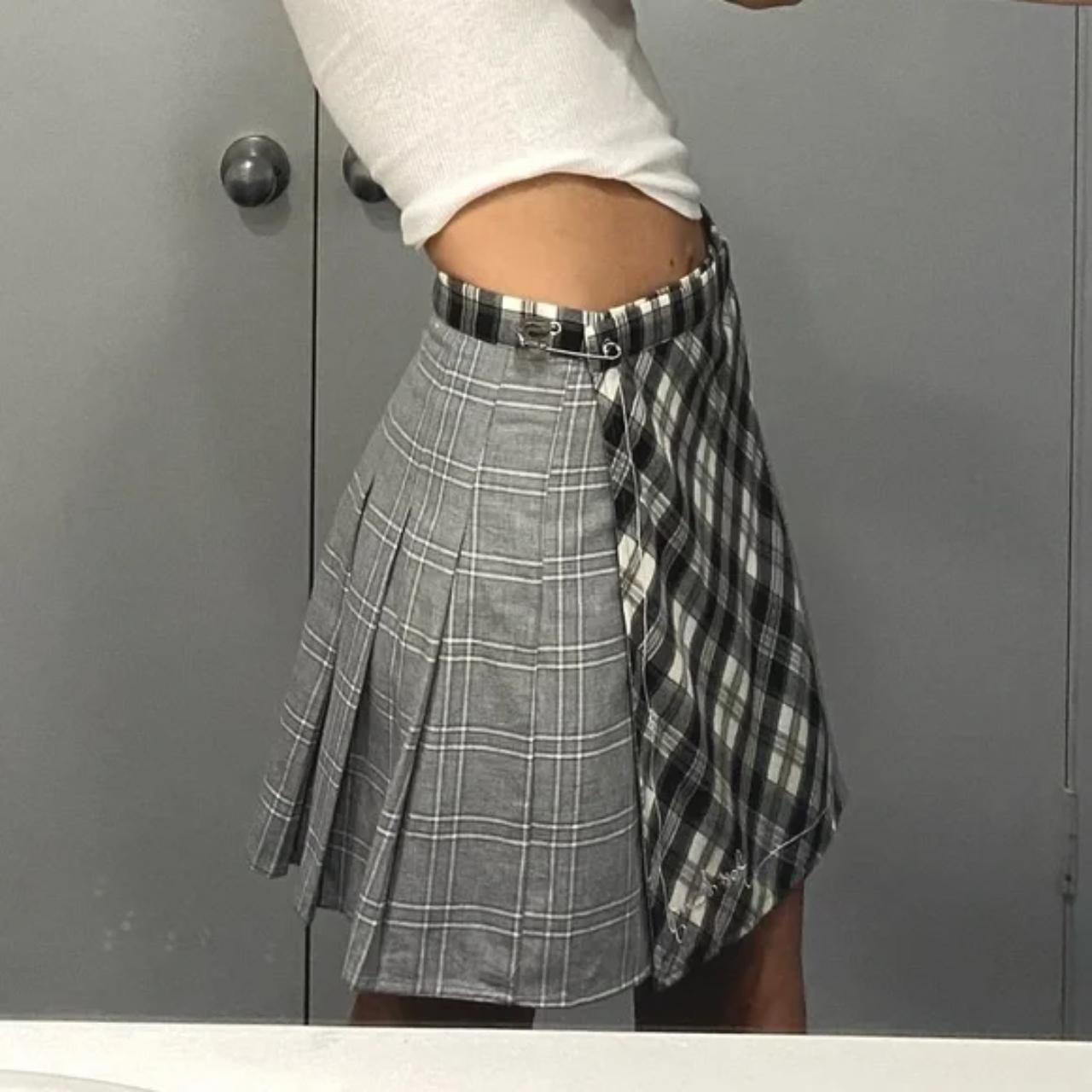 Grey plaid hotsell wrap mini skirt