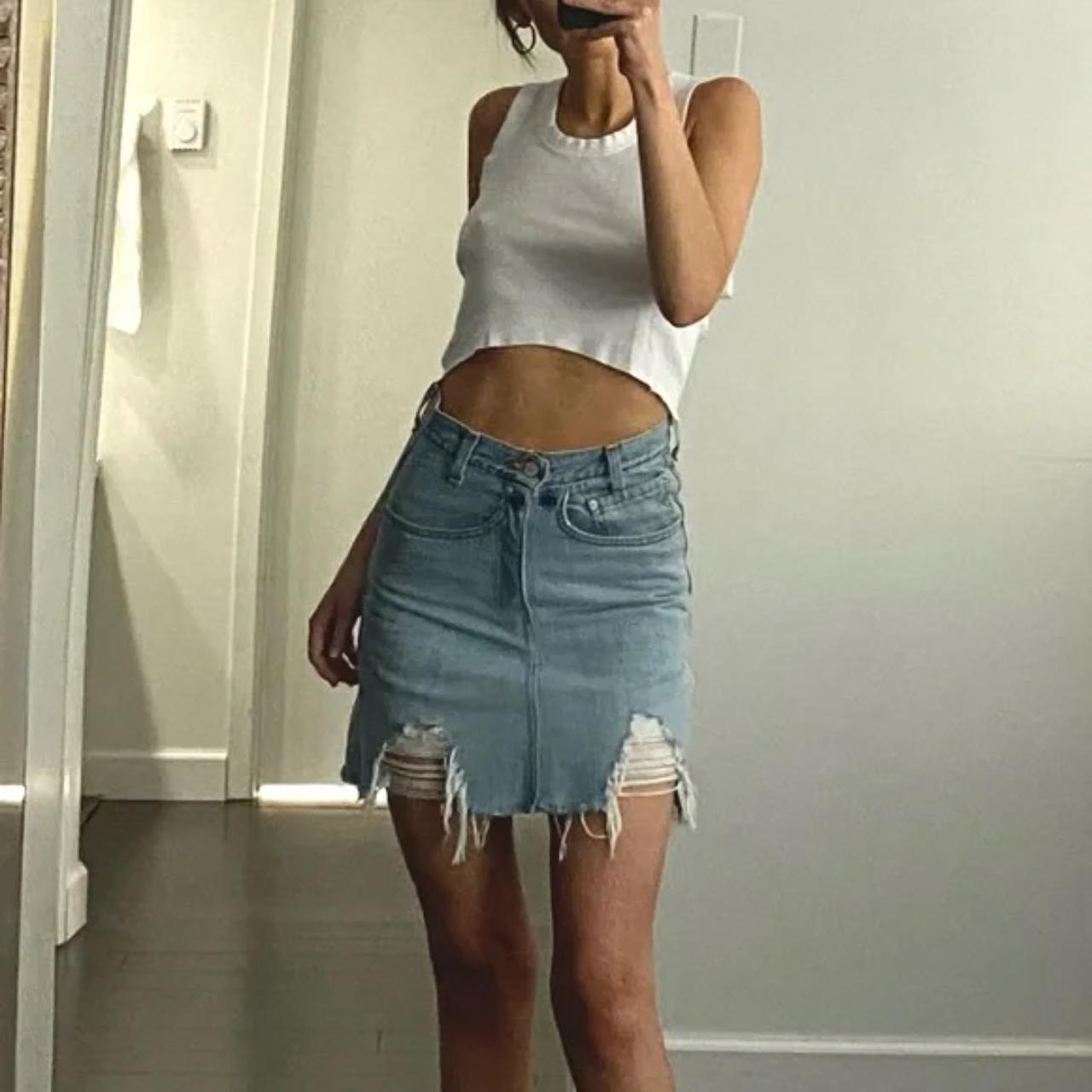 Distressed denim cheap skirt 90s