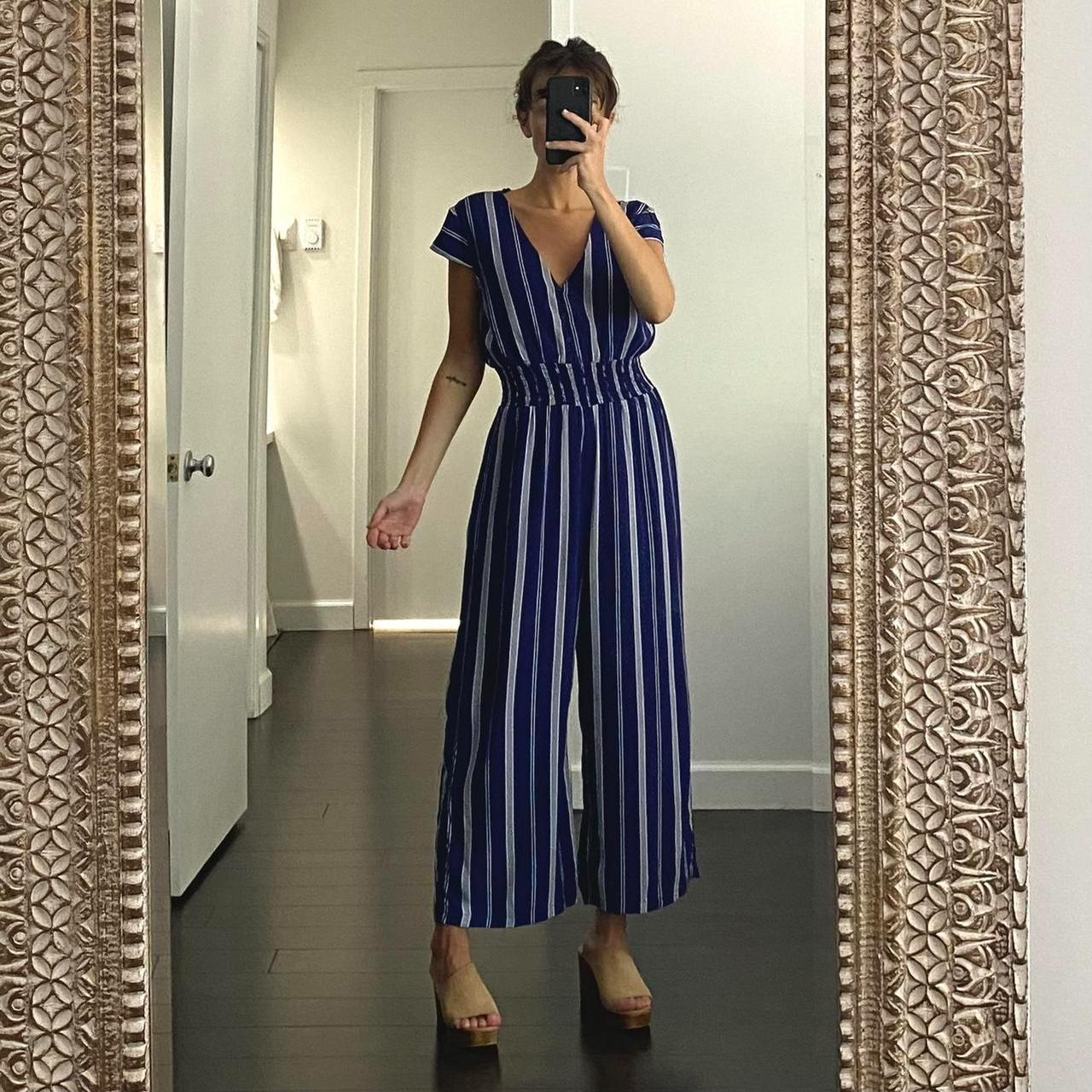 Francesca's striped sales jumpsuit