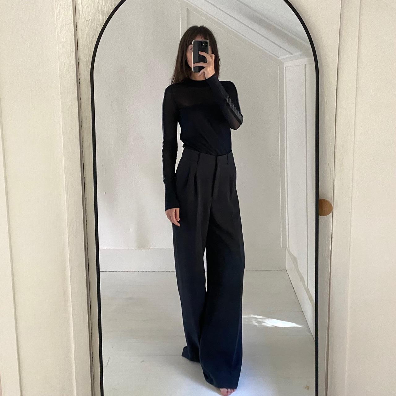 Sportmax Navy Sheer Mesh Turtleneck Top