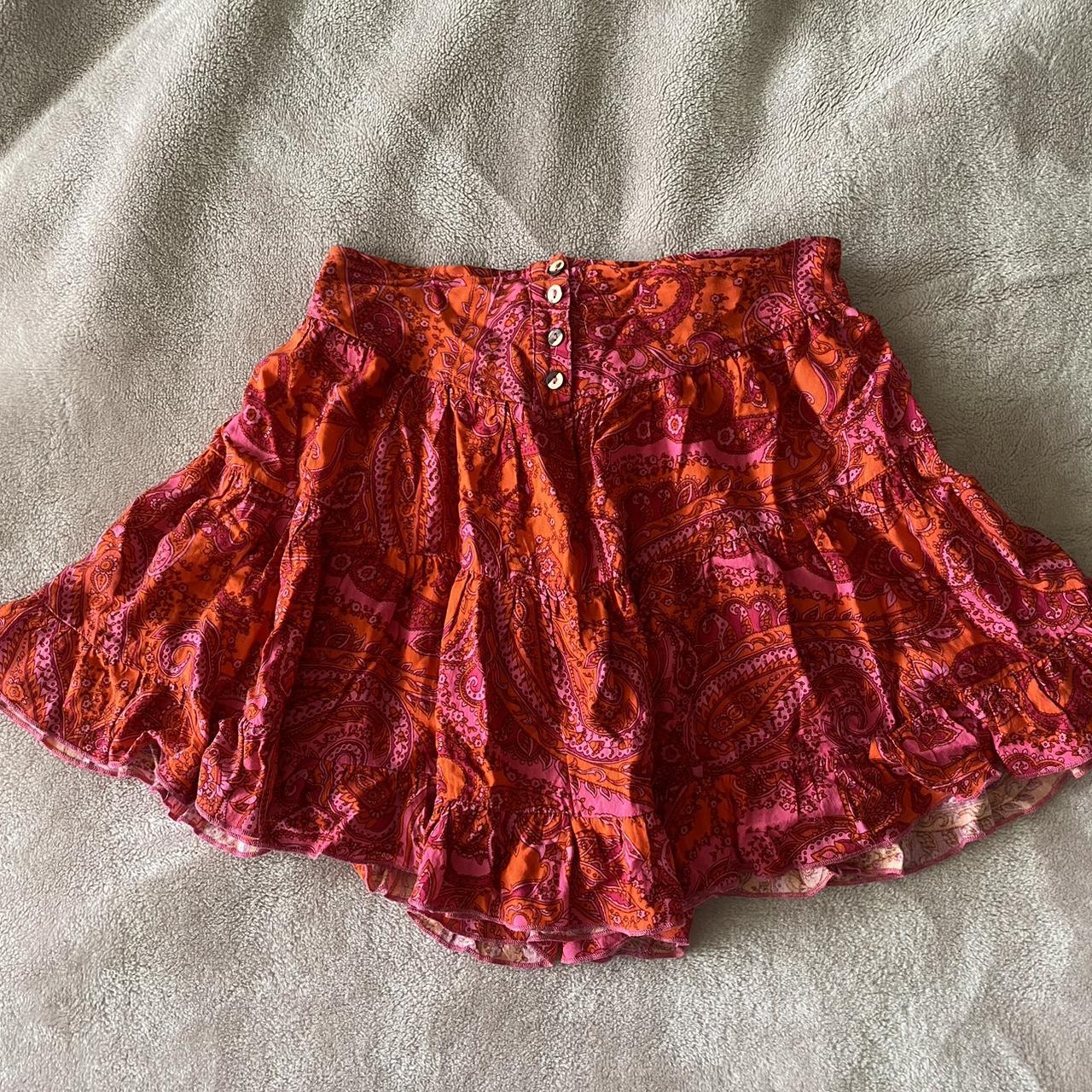 Red/orange and pink mini skirt, brand new and... - Depop