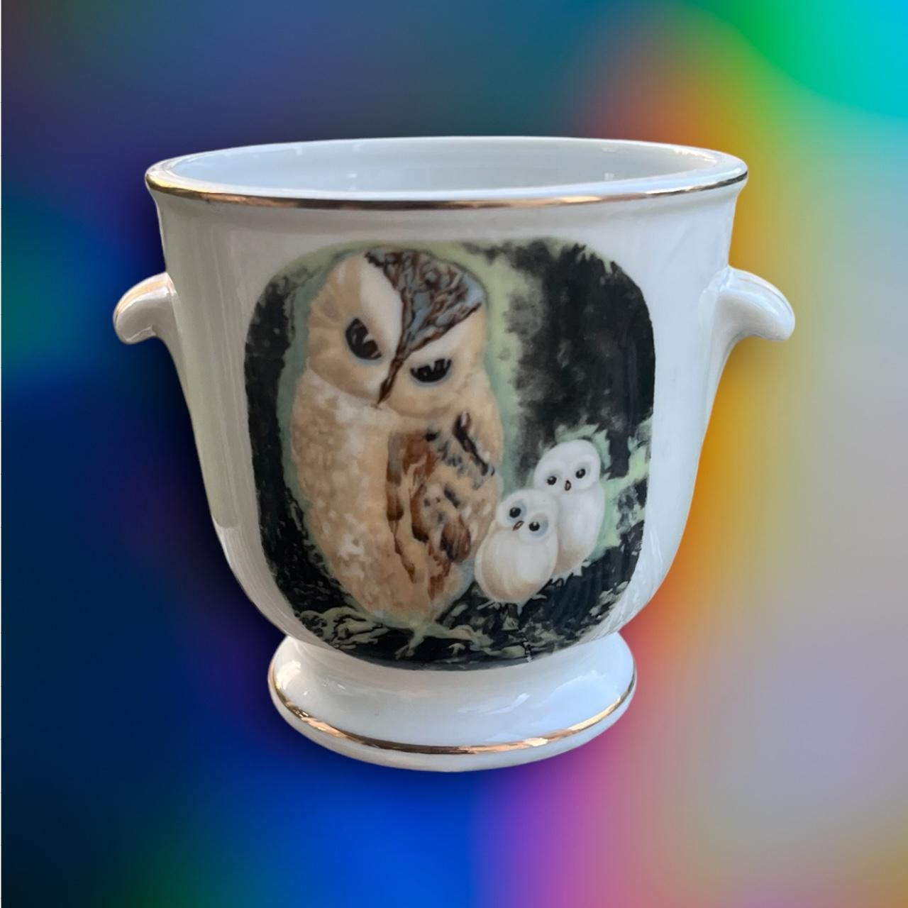 Beautiful vintage owl tea cup with gold trim