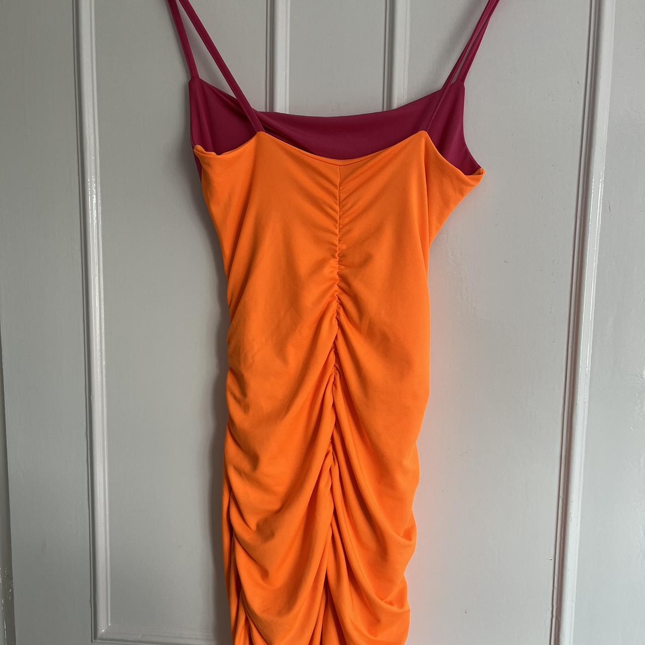 Orange and Pink Neon Front Twist Strappy Bodycon... Depop