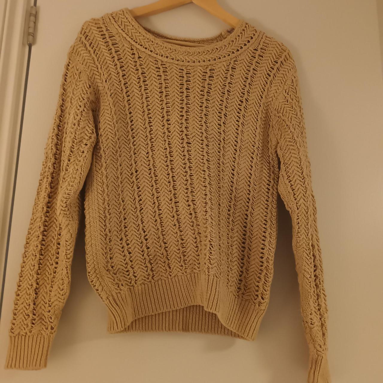 Reiss beige open knit cotton jumper Depop