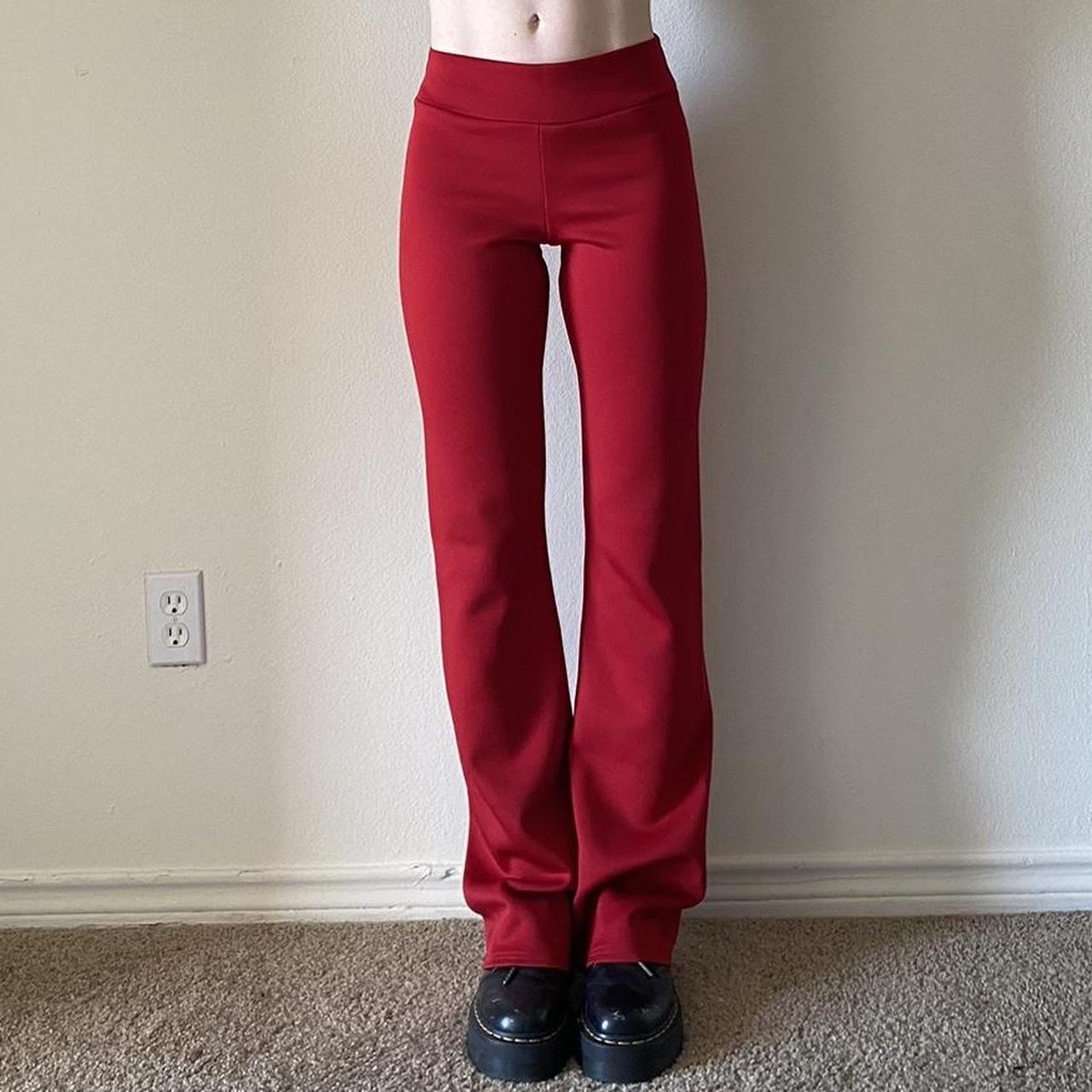 Low rise red bootcut flare yoga / casual pants •... - Depop