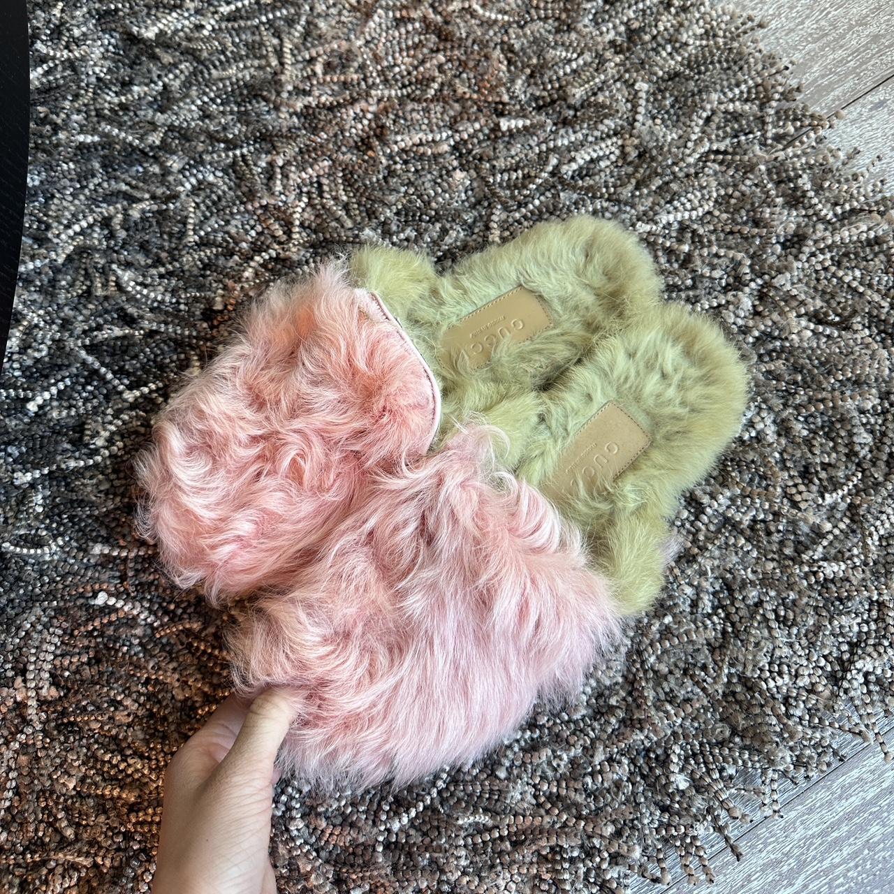 Pink Faux Gucci Fur Mules Gucci Pink Fur Slipper Mule Pink Size Signs