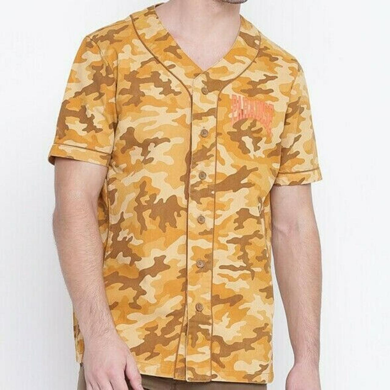 FOREVER 21 Mens MED Mustard Yellow Brown Camouflage... Depop