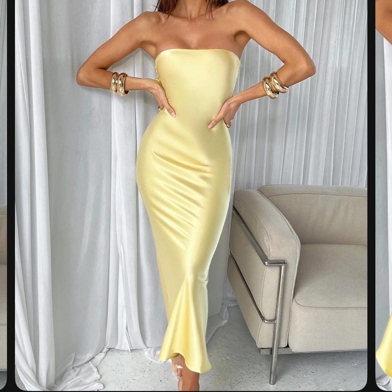 Absolutely stunning lemon yellow maxi dress from... | Depop