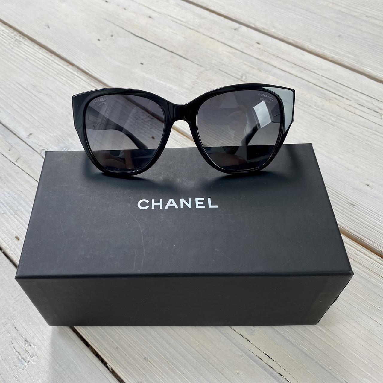 Authentic CHANEL Sunglasses Coco Mark Black Rhinestone