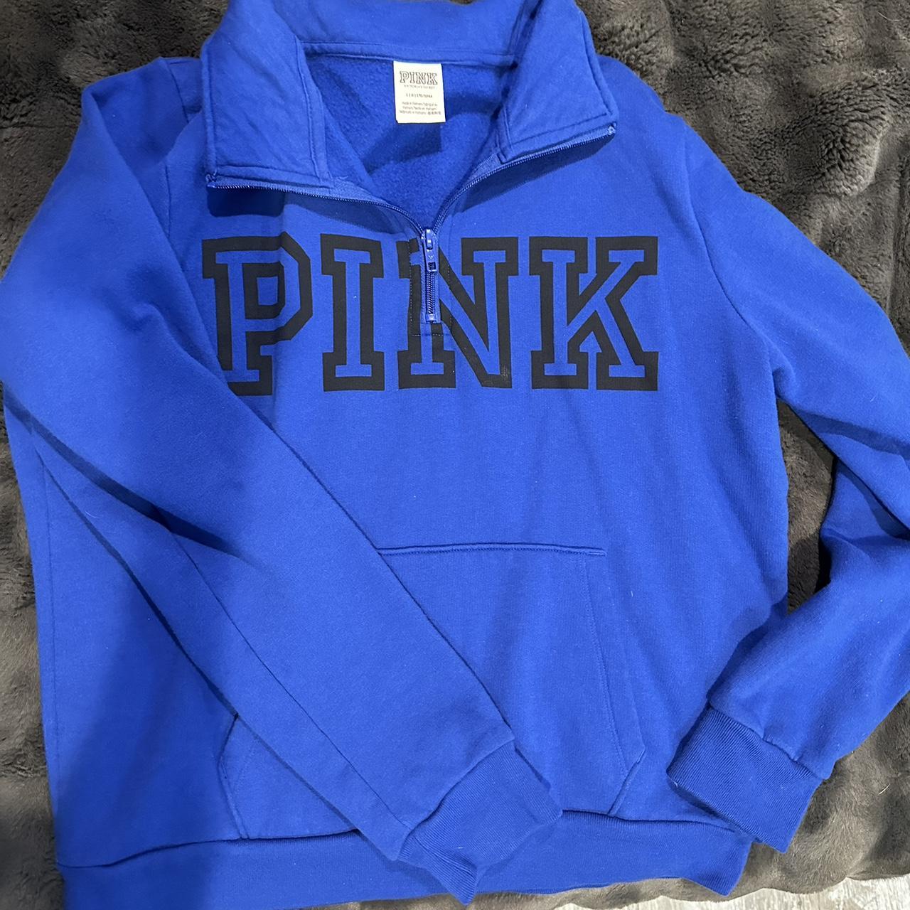 Victoria's Secret Women's Blue and White Hoodie | Depop