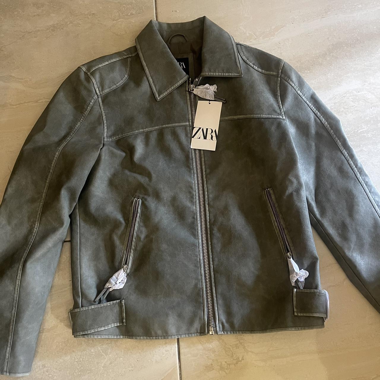 Zara men Faded Leather effect Jacket. Brand new | Depop