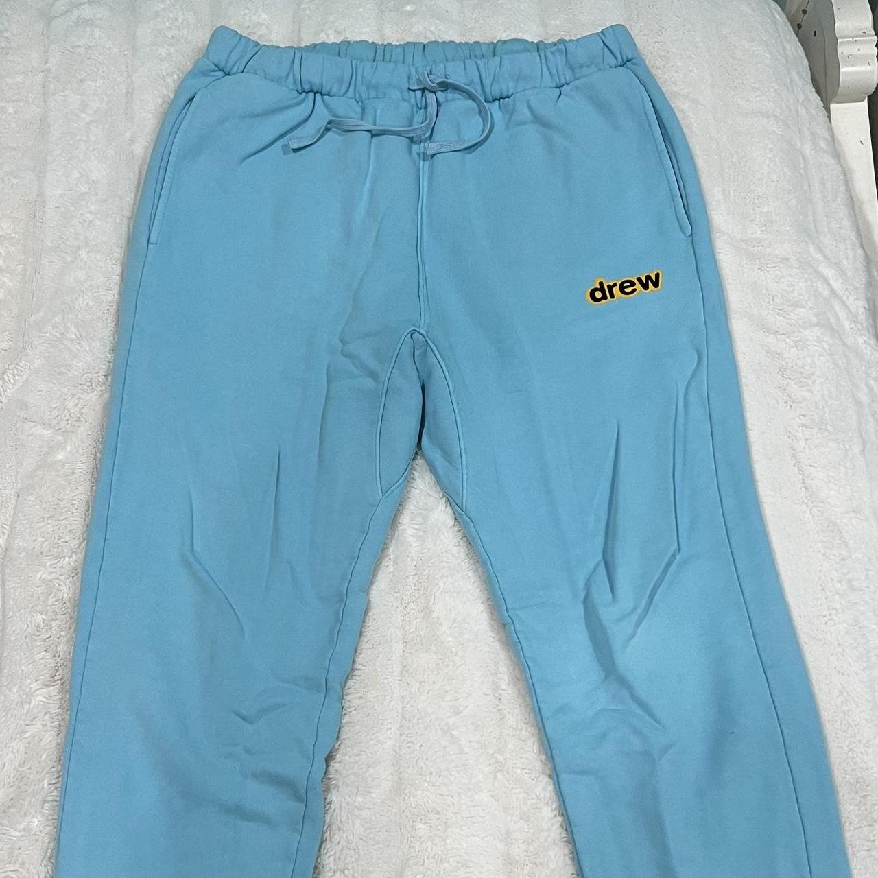 drew house secret sweatpants in color sea blue -... - Depop