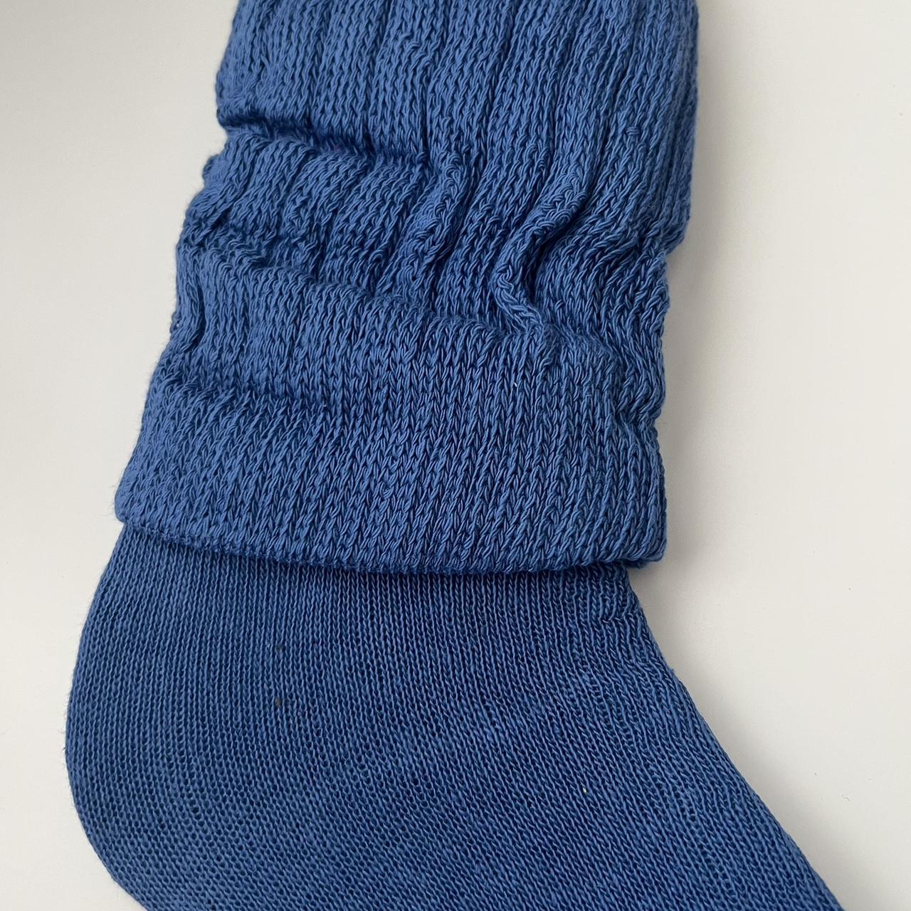 Blue Slouch Socks - Depop