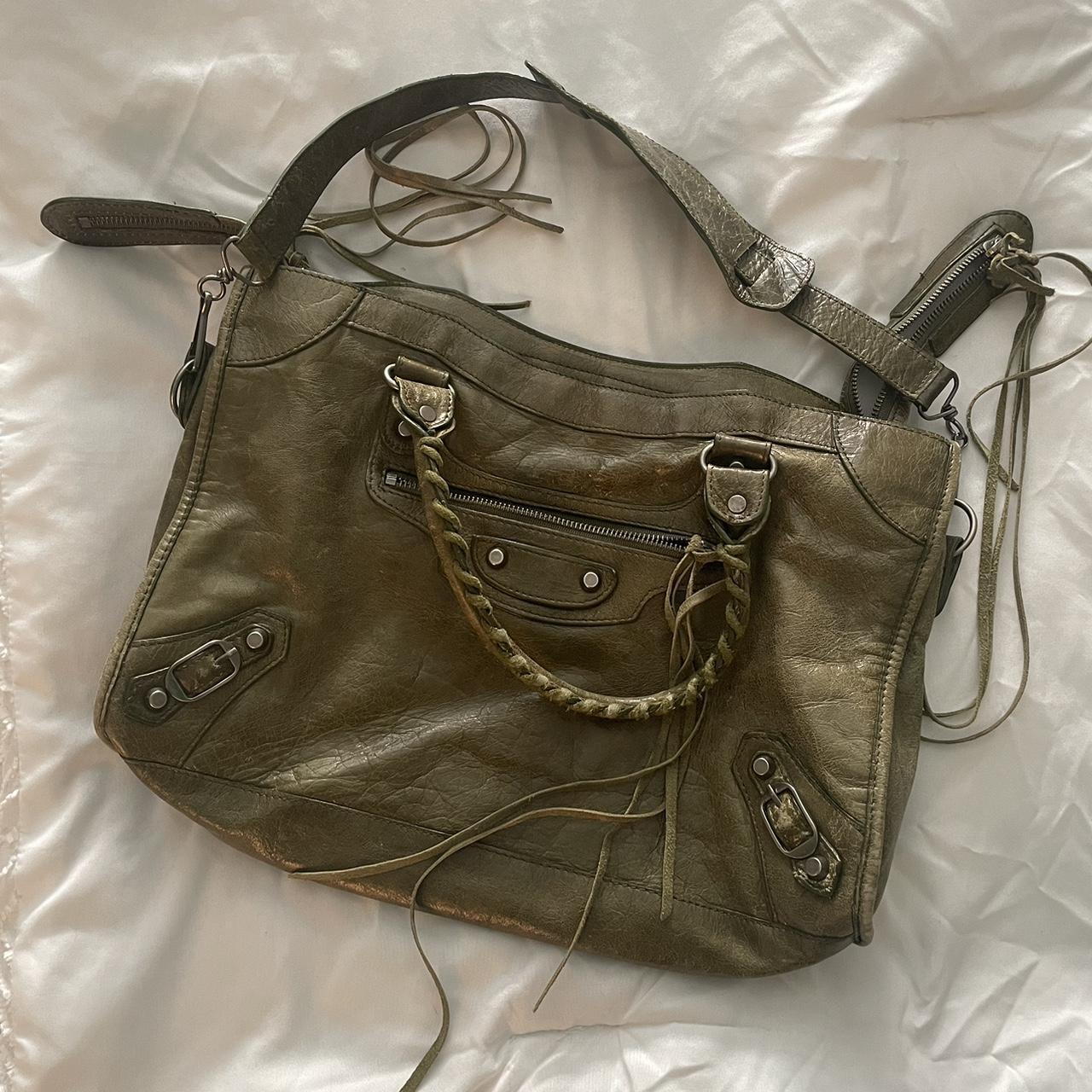 Balenciaga Khaki Nylon and Leather Mini Covered Hardware City Bag Balenciaga   TLC