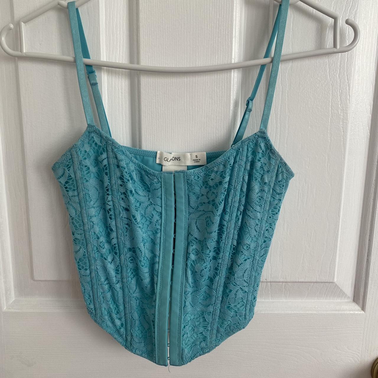 Glassons light blue floral design corset size s worn... Depop