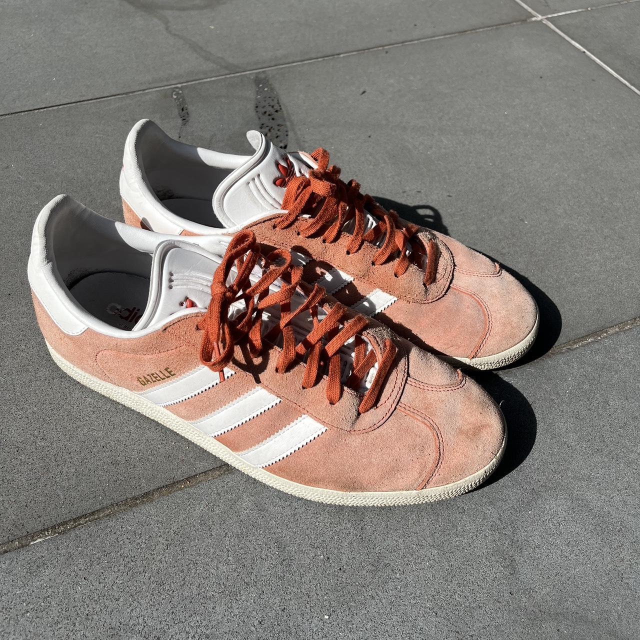 Lightly worn Adidas Gazelle in burnt orange. Pick up. Depop