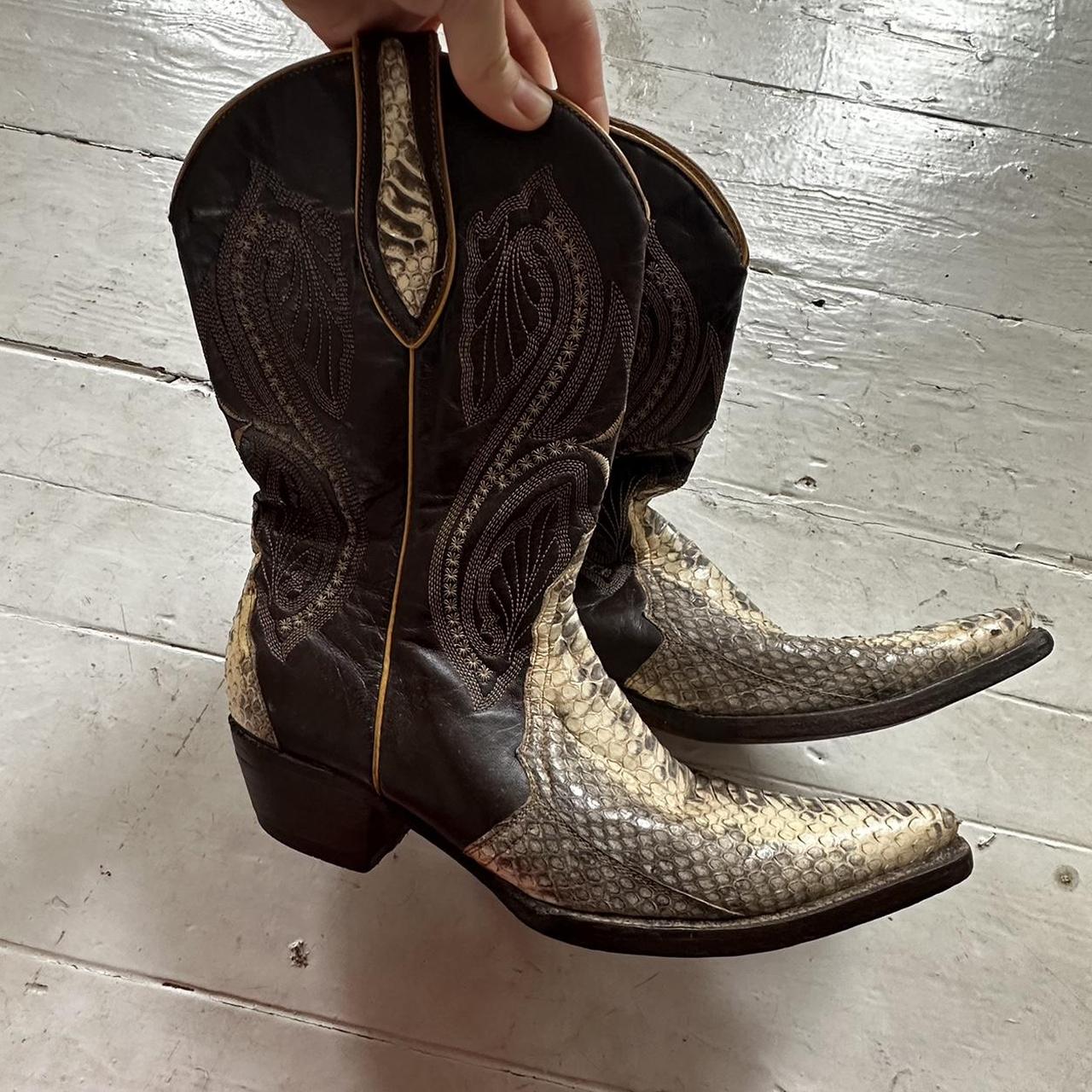 MEXICAN COWBOY BOOTS REAL LEATHER, REAL SNAKESKIN... - Depop