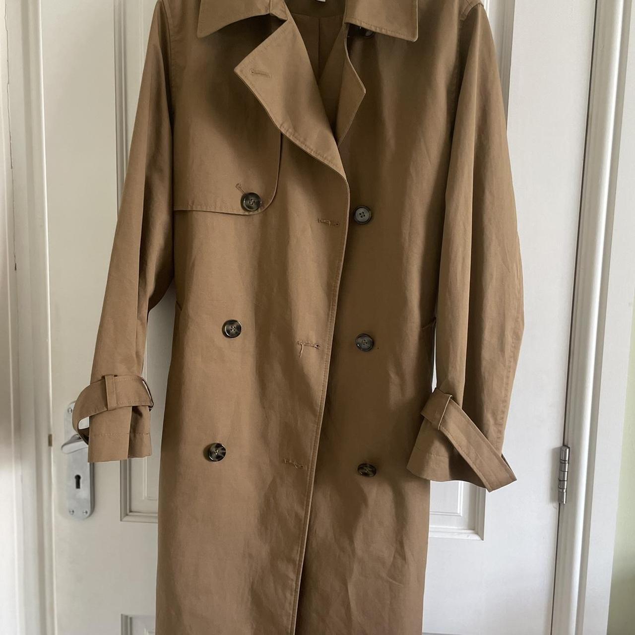 H&M Black top Beige Tan Button Down Trench Coat Jacket Size 2/S