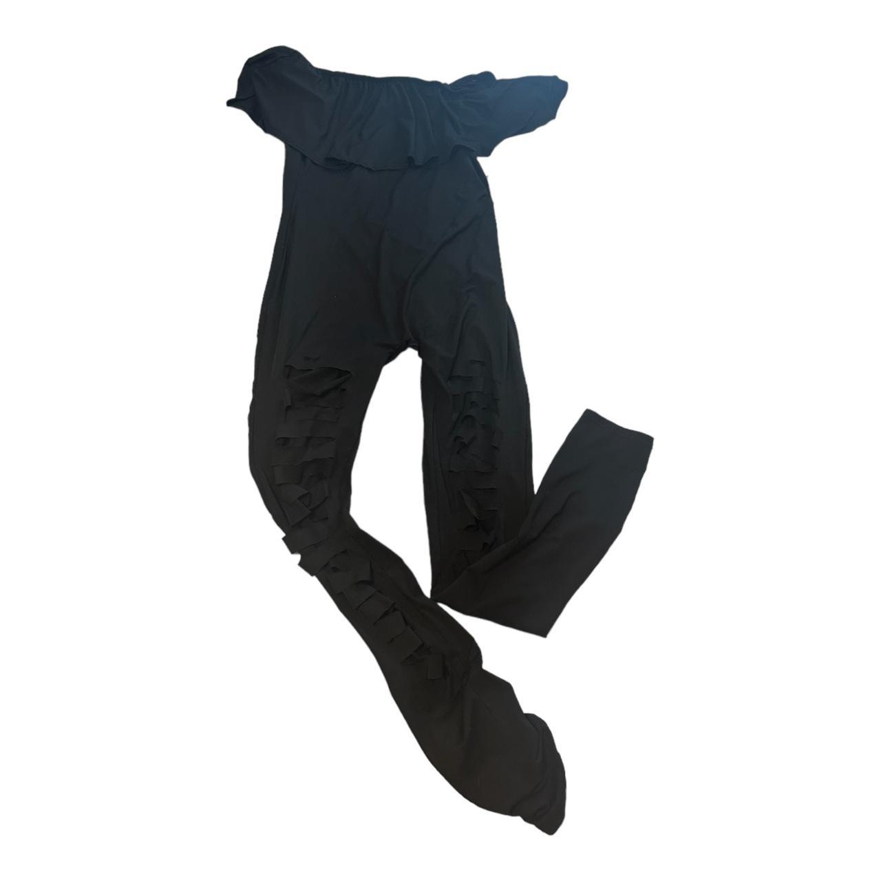 Black Spandex Jumpsuit One Piece Cut Outs On Legs... Depop