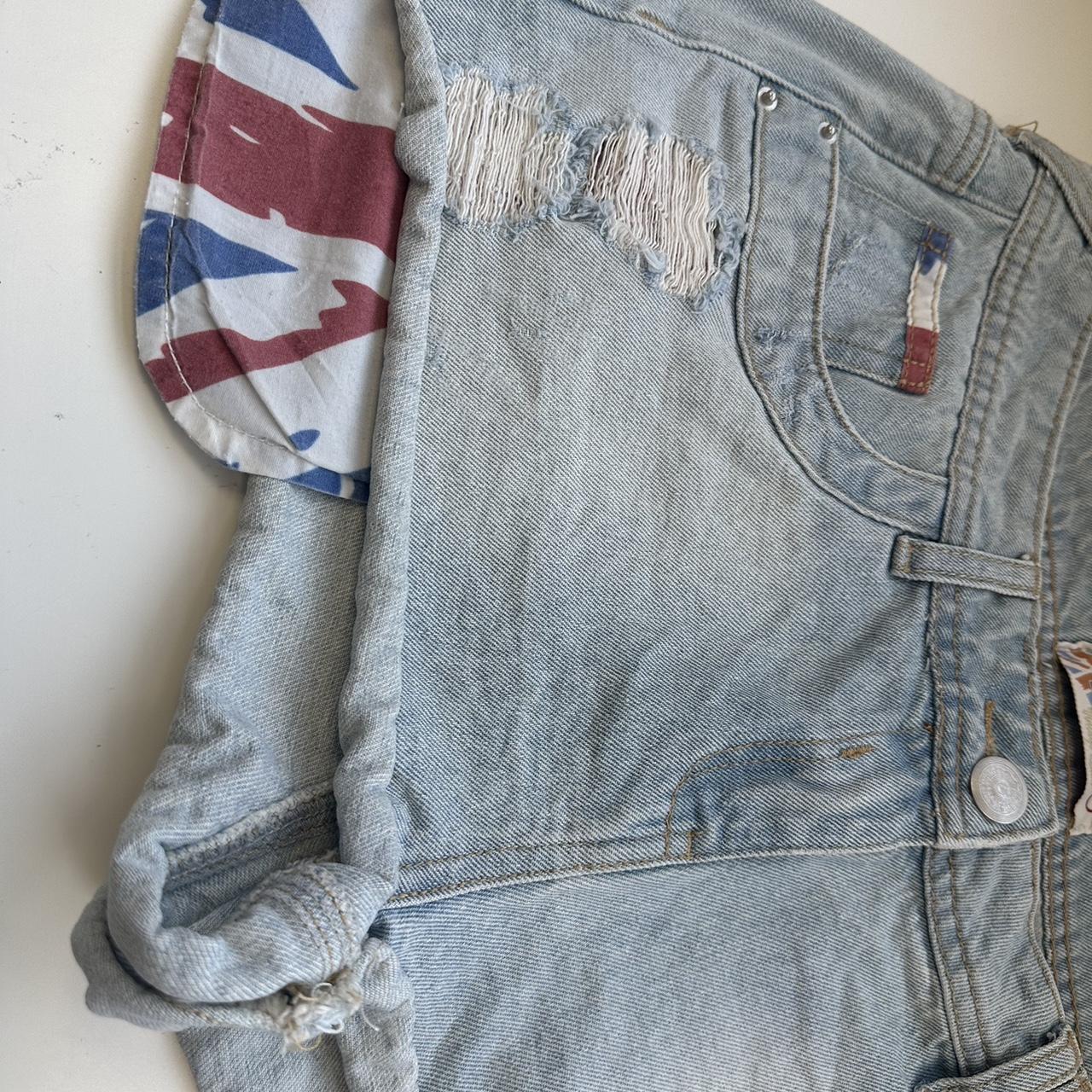 Y2k Yes Yes Blue Denim Union Jack Hot Pants Shorts... Depop