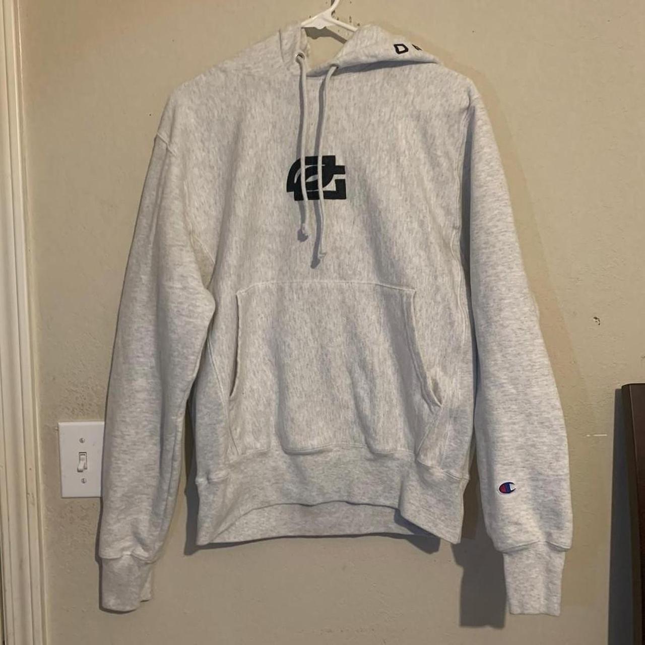 Rare Optic Gaming x Champion Gray Embroidered Hoodie. Depop