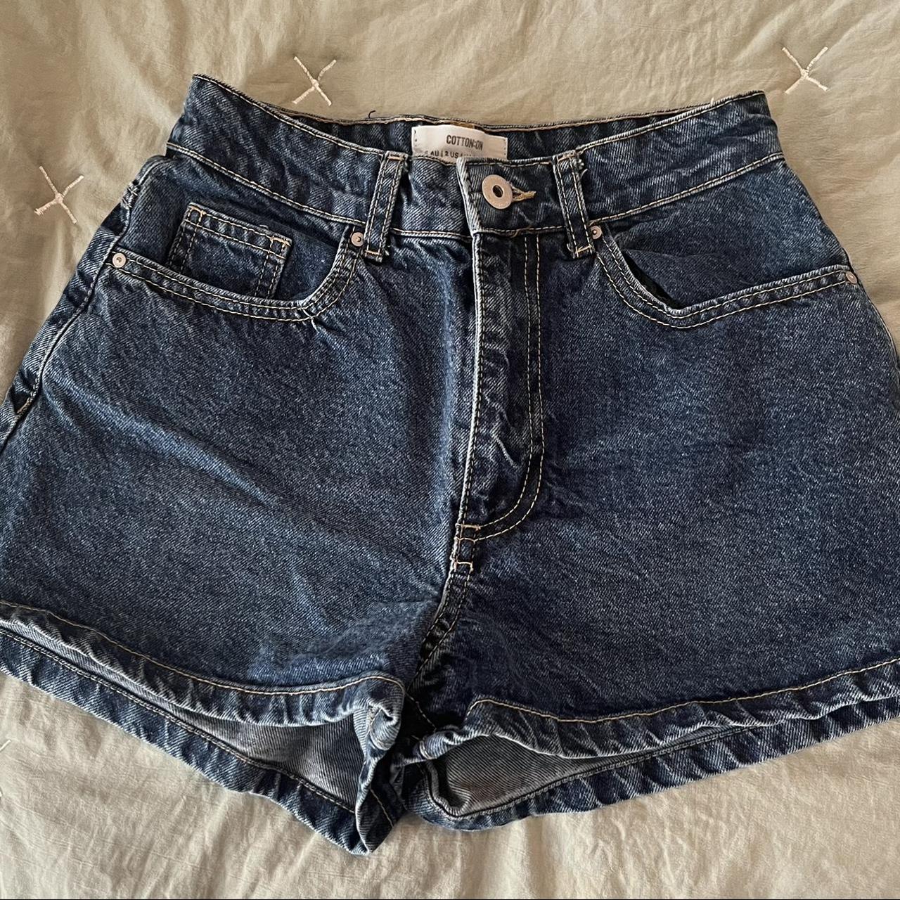 Navy Cotton On High Rise Mom shorts • Used a few... Depop