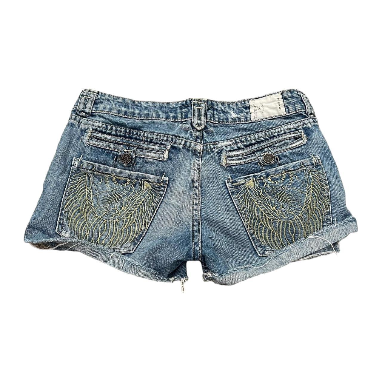 Y2K Ultra Low Rise Cutoff Denim Shorts 2000s... - Depop