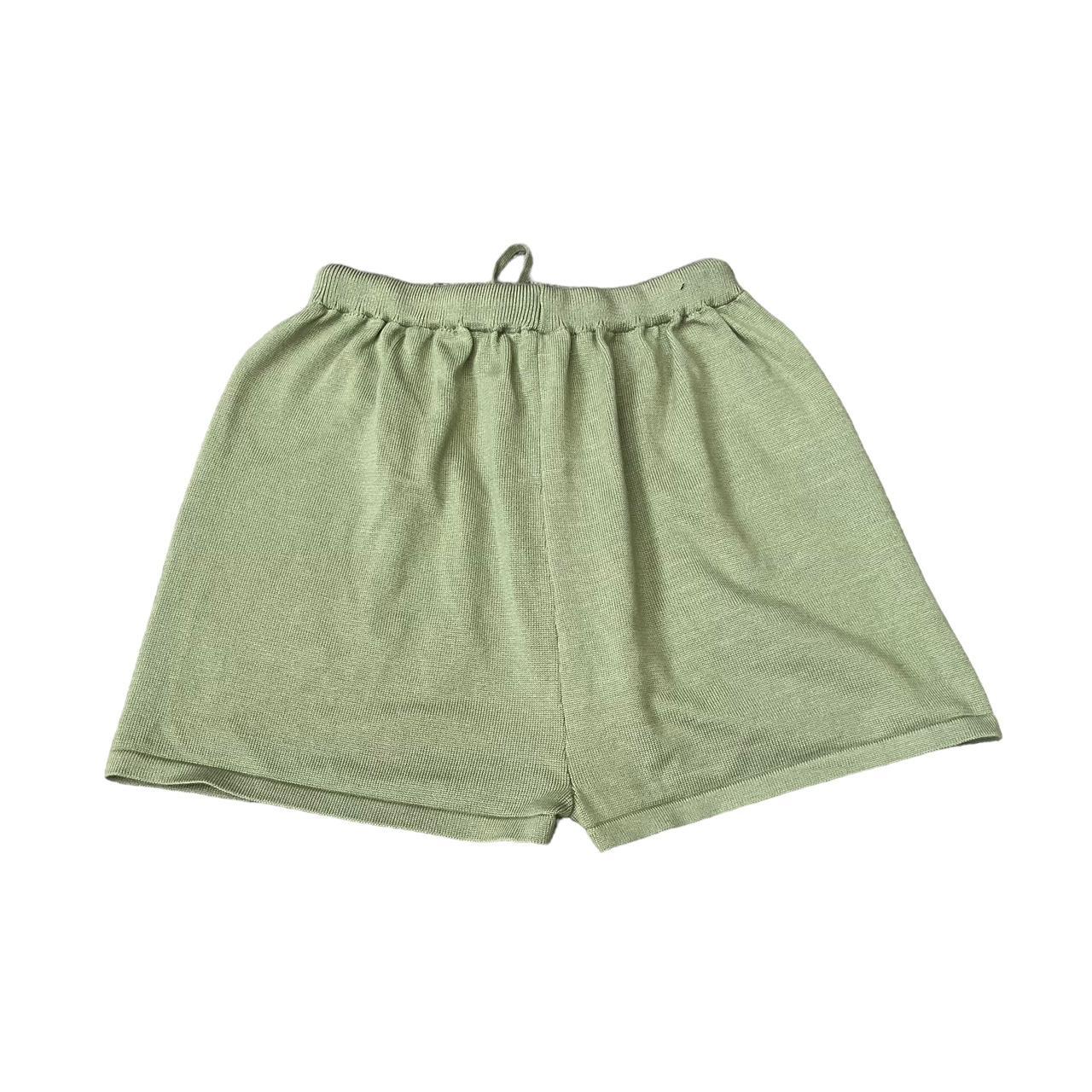 sage green thin knit drawstring waist shorts 🌿 size... - Depop