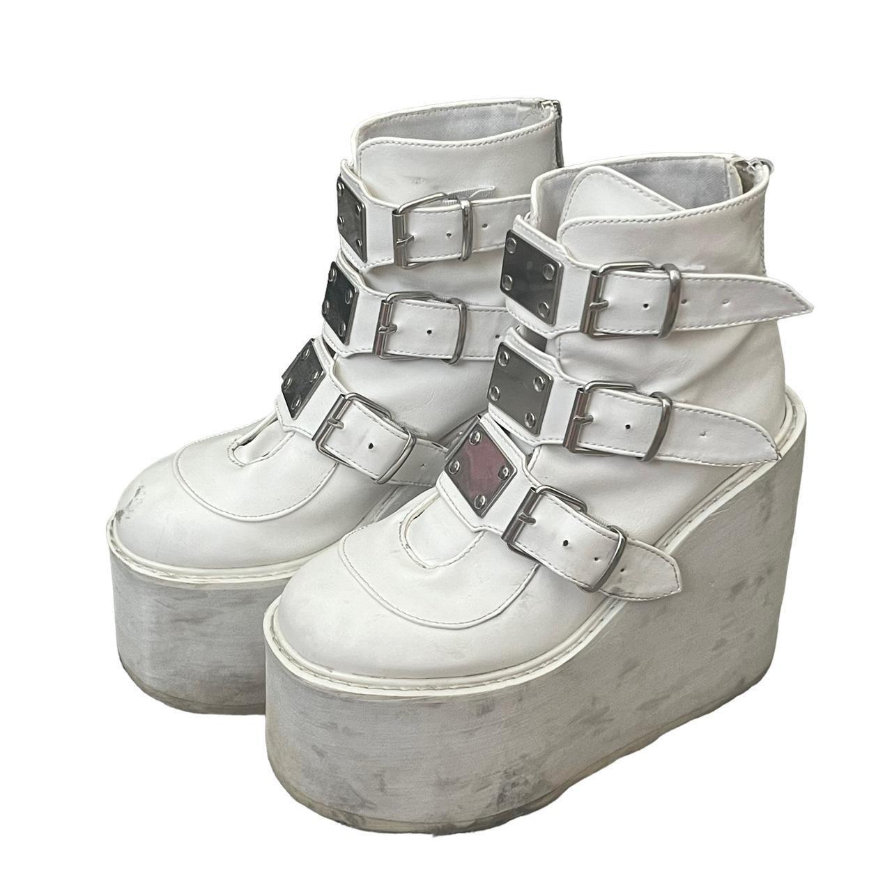Swing 105 Demonia Platform Boots Buckles Boots Demonia Swing White