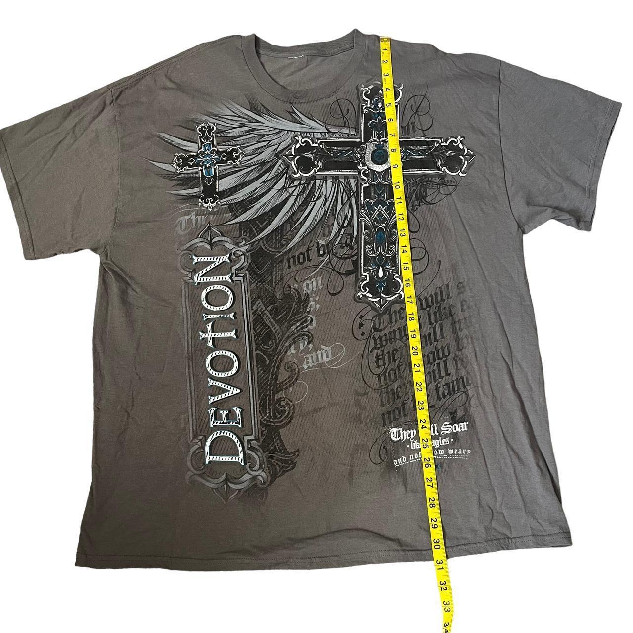 grey y2k DEVOTION angel wing cross print tshirt | Depop